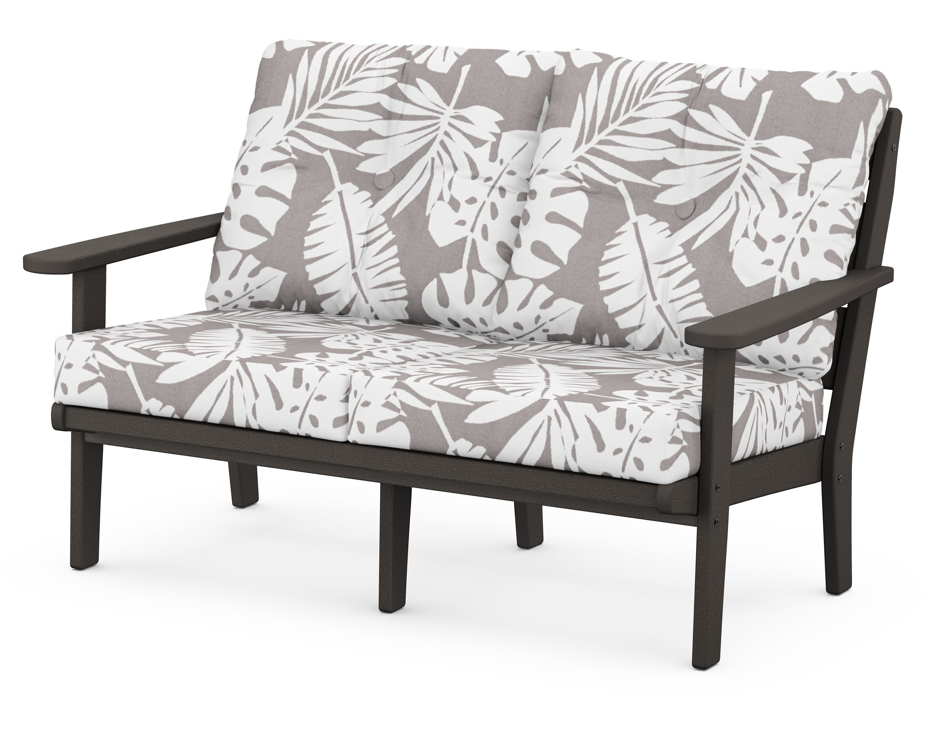 Lakeside Deep Seating Loveseat in Vintage Coffee / Leaf Grey Mist