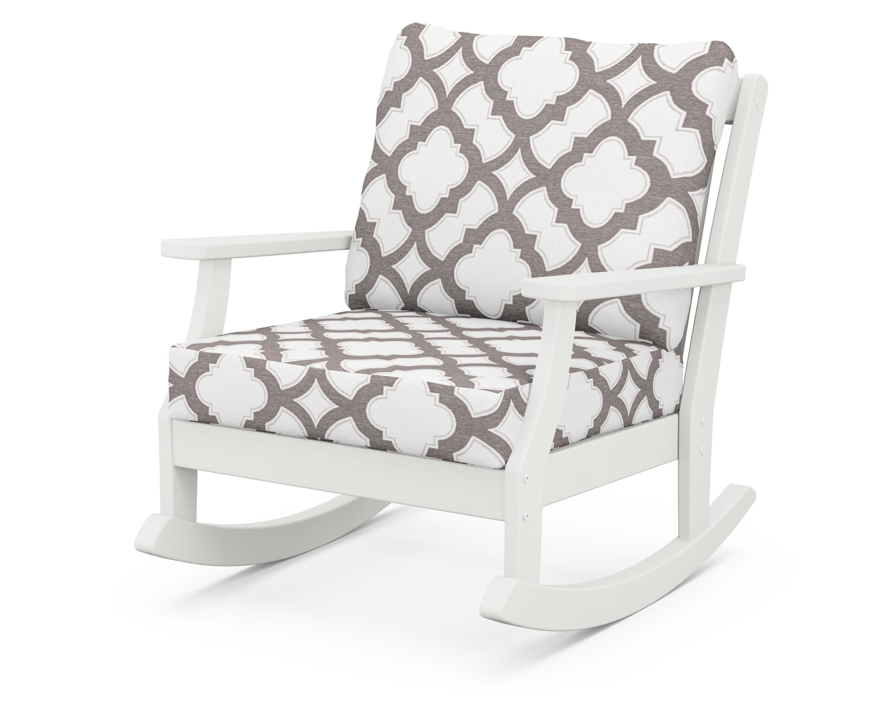 Braxton Deep Seating Rocking Chair in Vintage White / Trellis Grey Mist