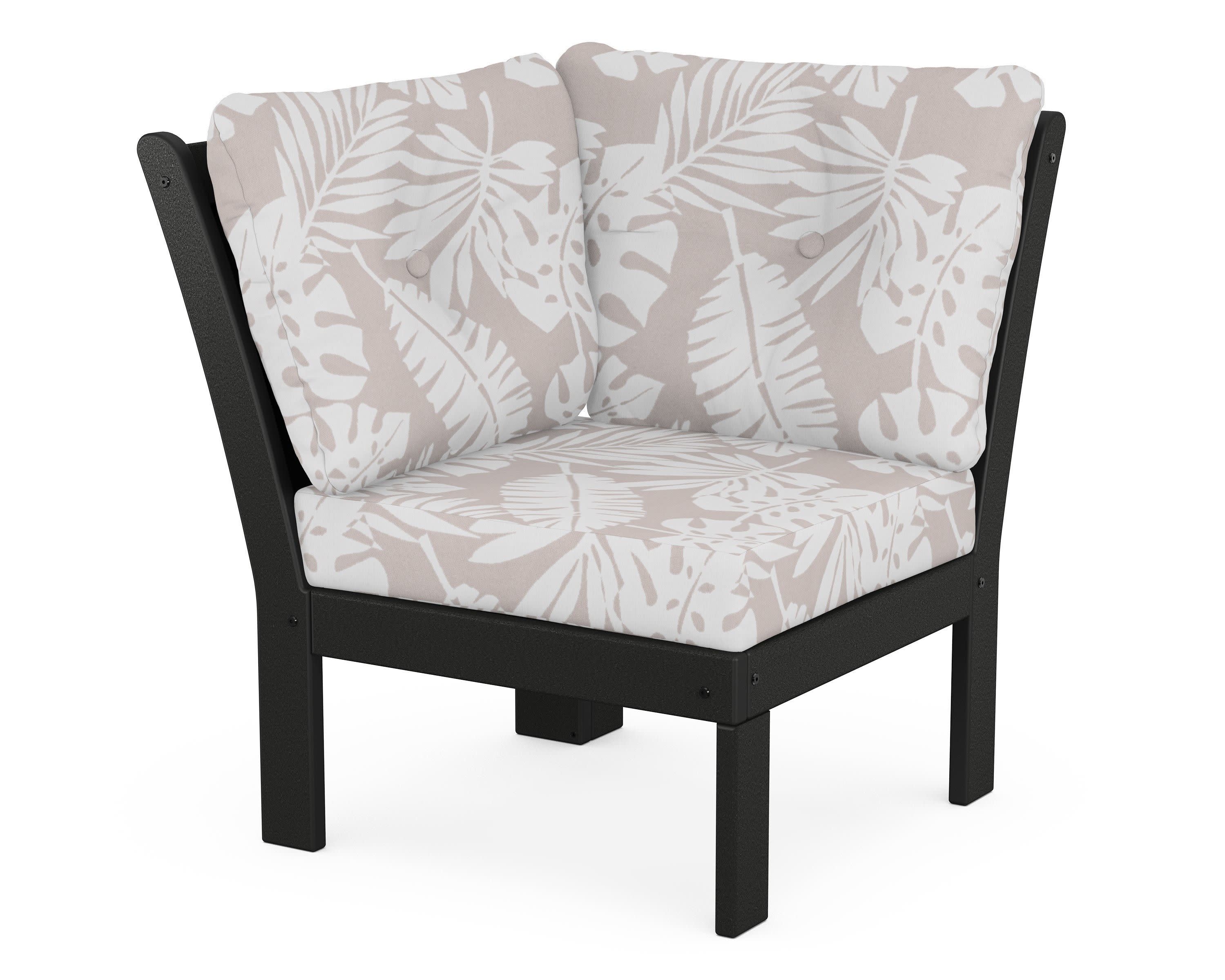 Vineyard Modular Corner Chair in Black / Leaf Dune Burlap