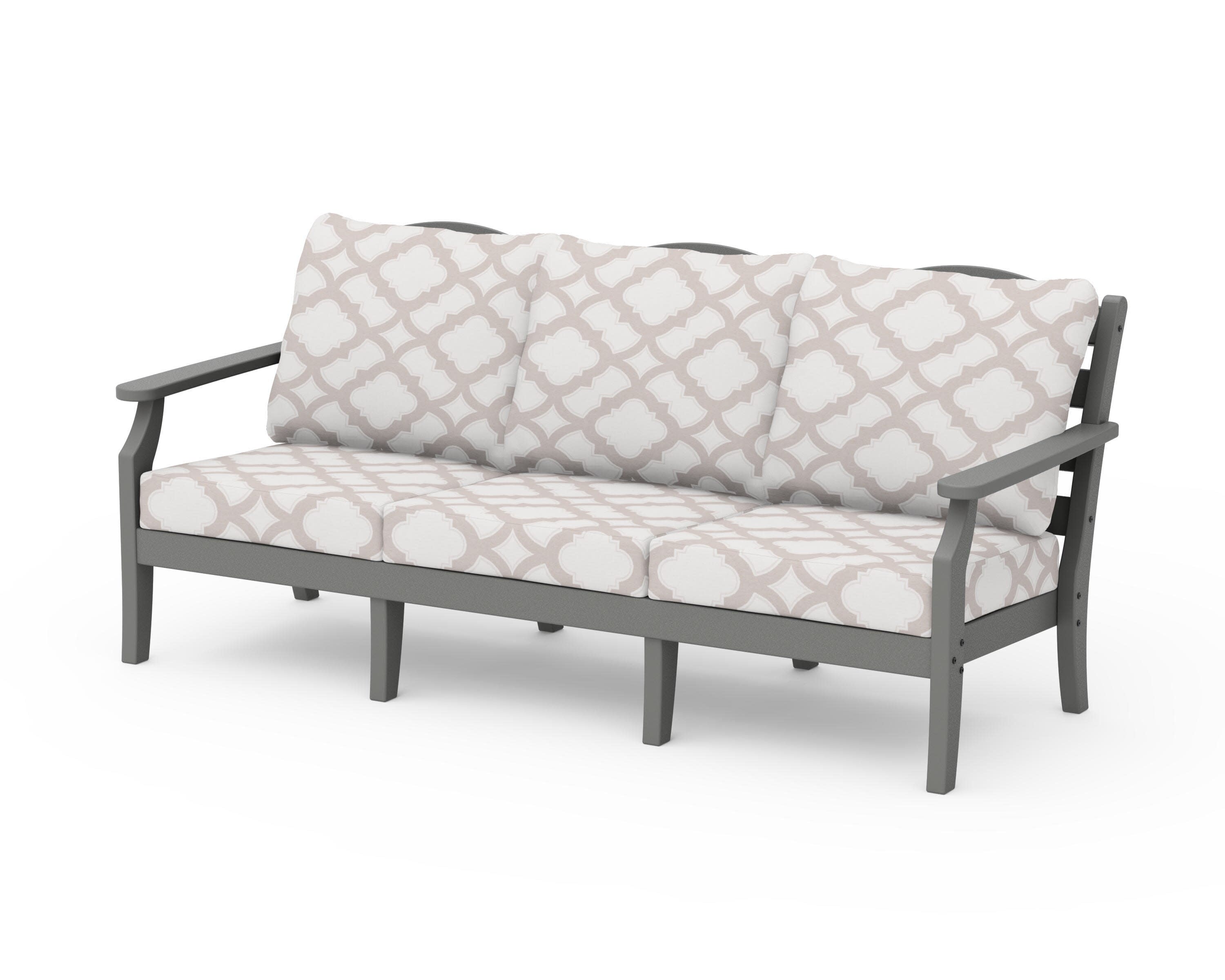 Savannah Deep Seating Sofa in Slate Grey / Trellis Dune Burlap