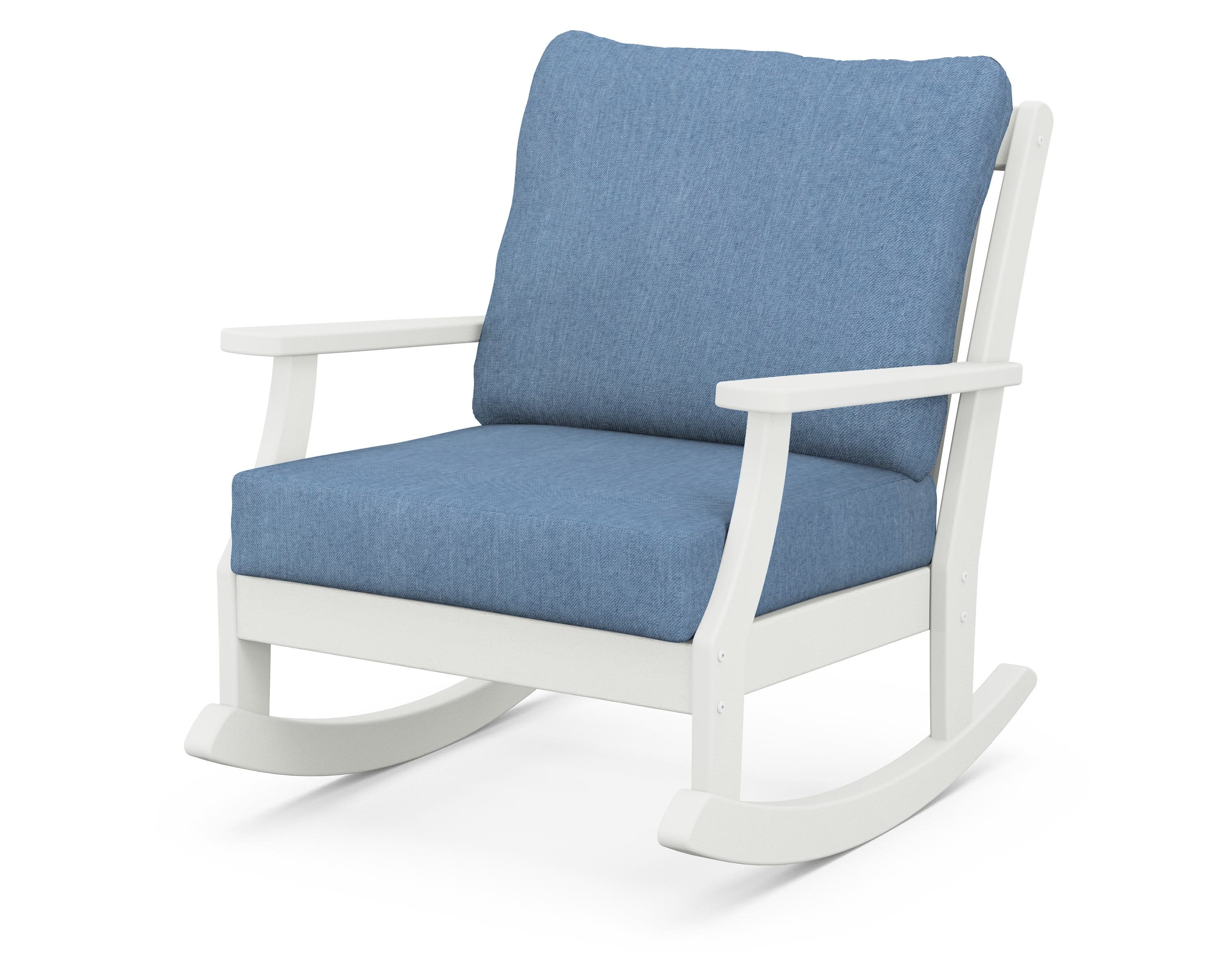Braxton Deep Seating Rocking Chair in Vintage White / Sky Blue