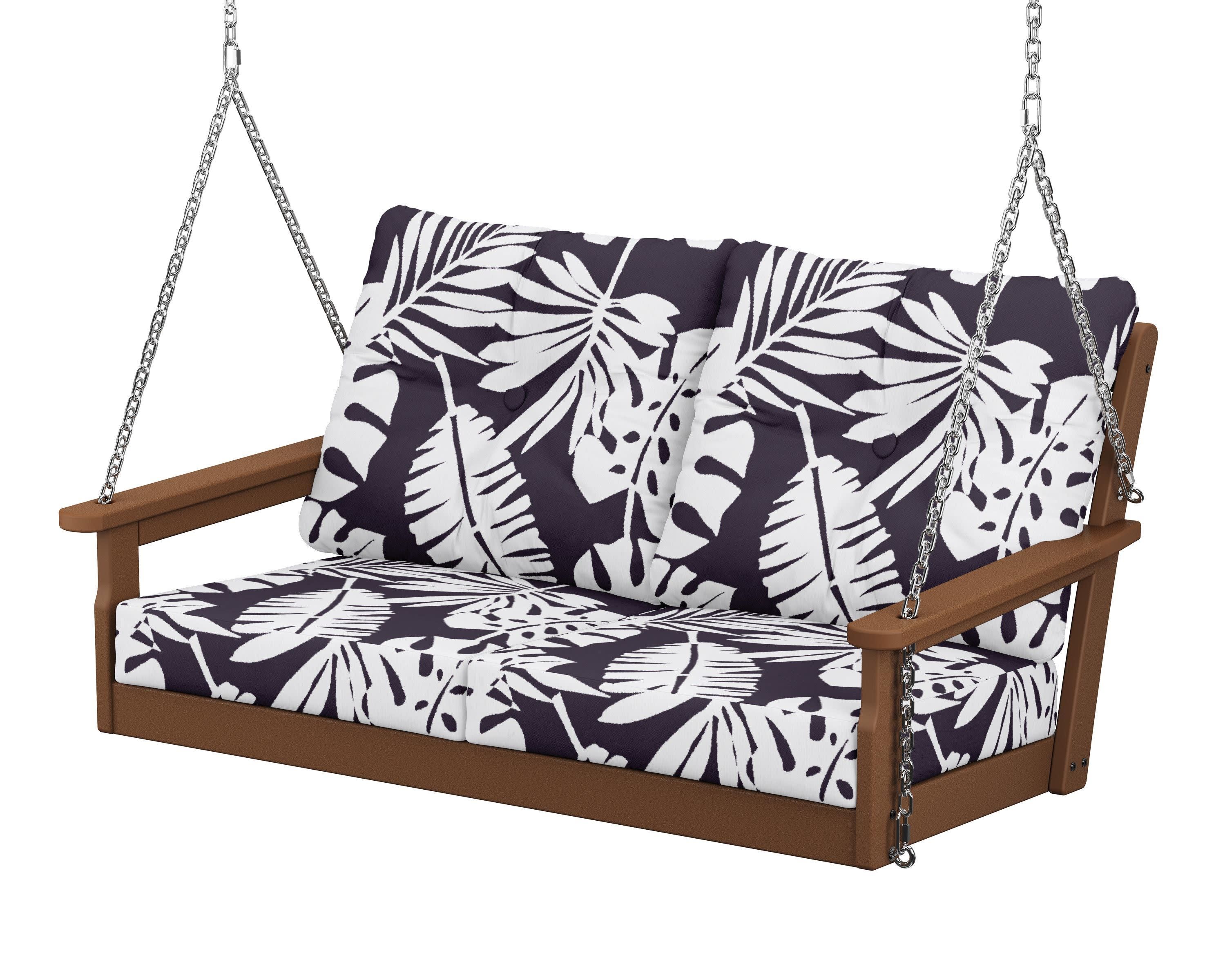 Vineyard Deep Seating Swing in Teak / Leaf Navy