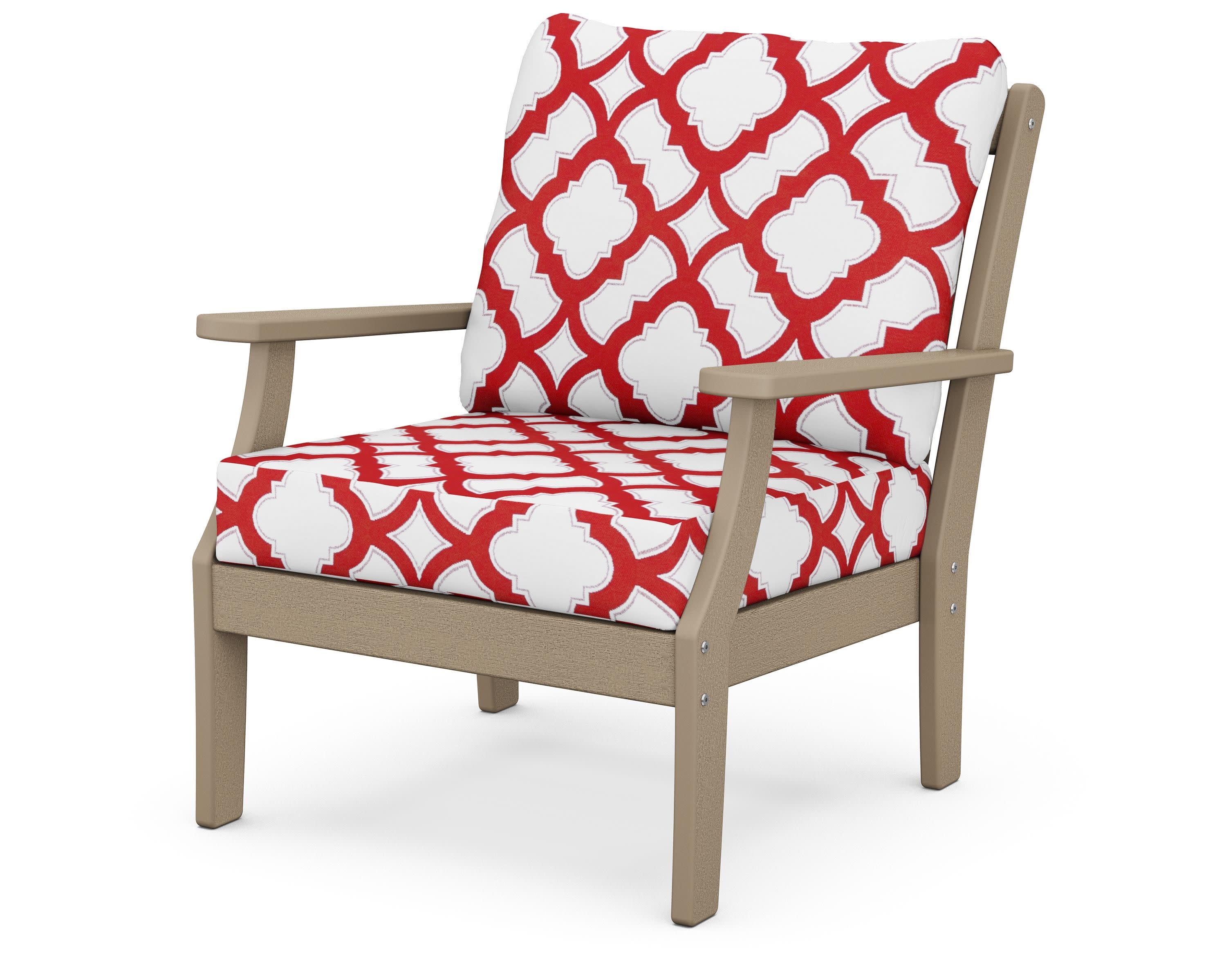 Braxton Deep Seating Chair in Vintage Sahara / Trellis Crimson