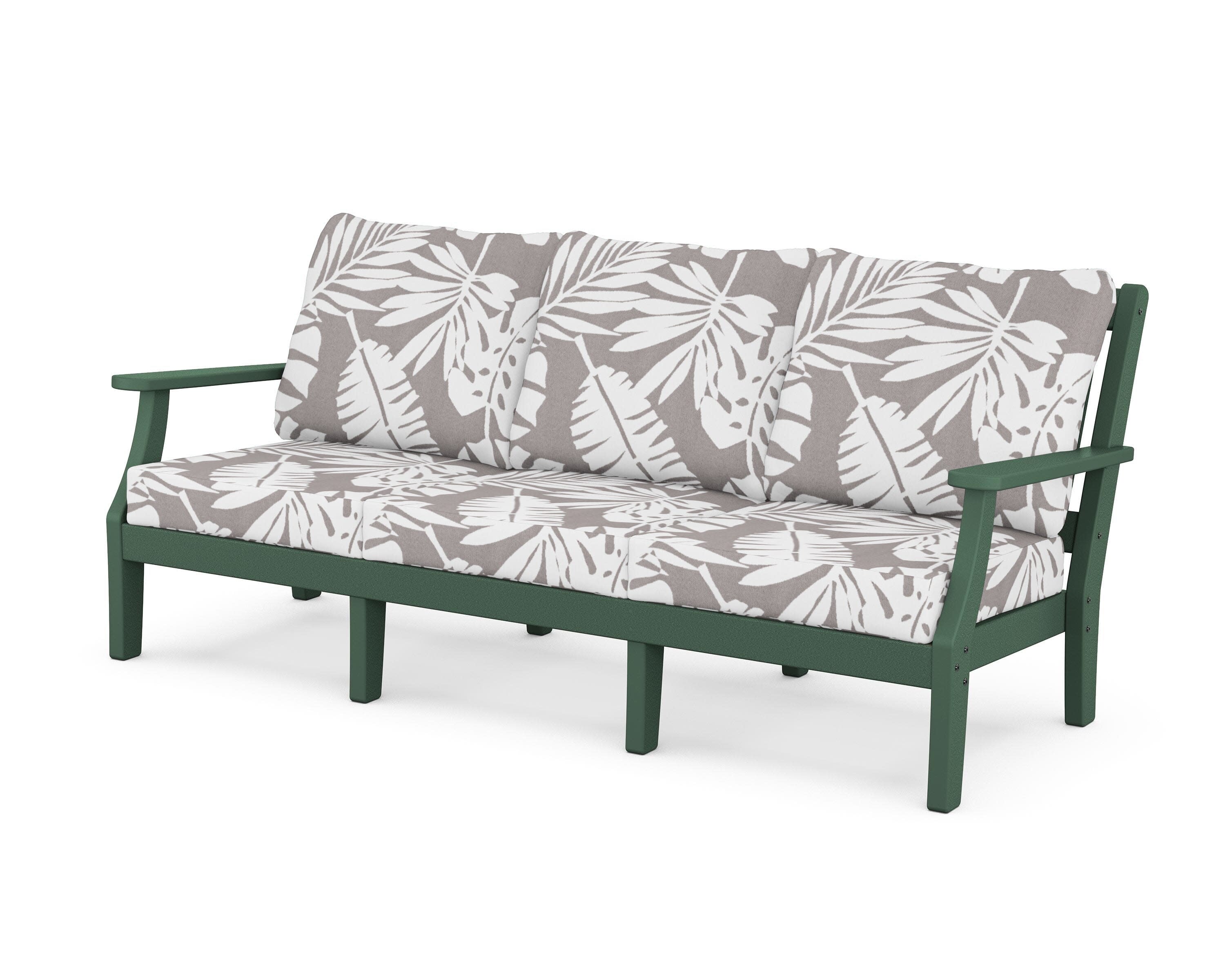 Chinoiserie Deep Seating Sofa in Green / Leaf Grey Mist