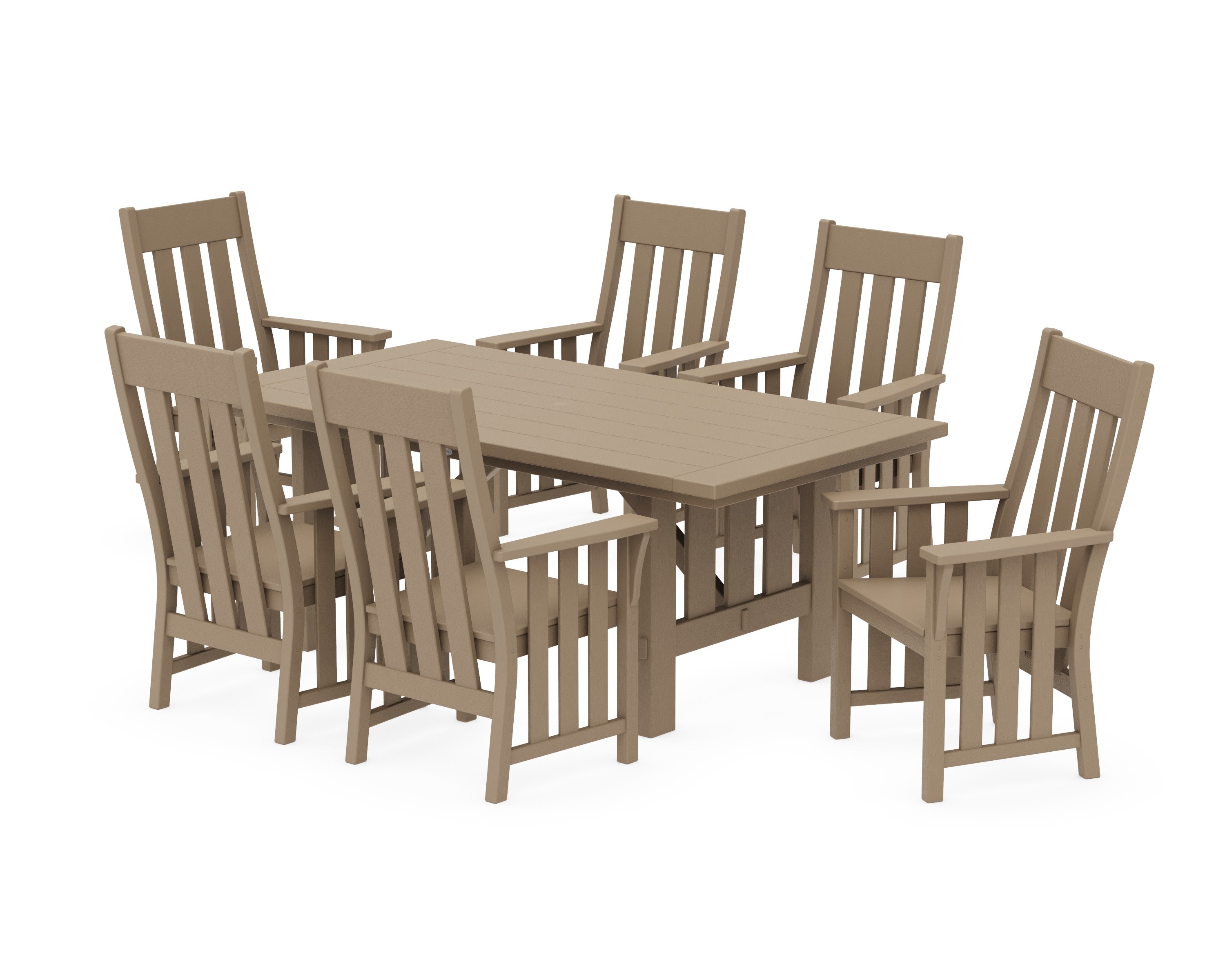 Acadia Arm Chair 7-Piece Dining Set in Vintage Sahara