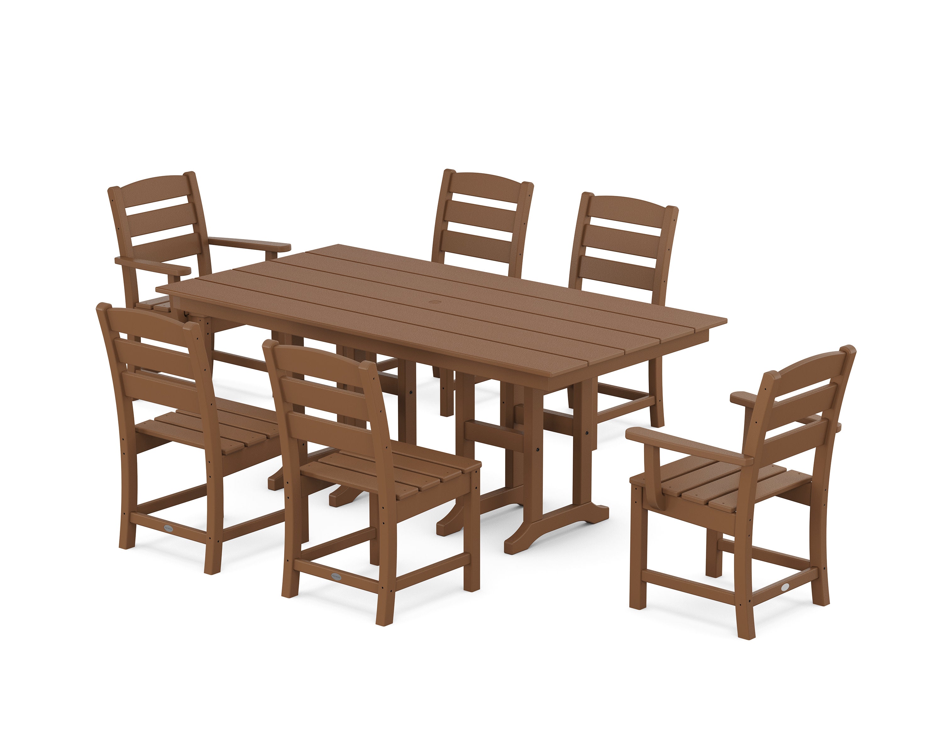 Lakeside 7-Piece Farmhouse Dining Set in Teak