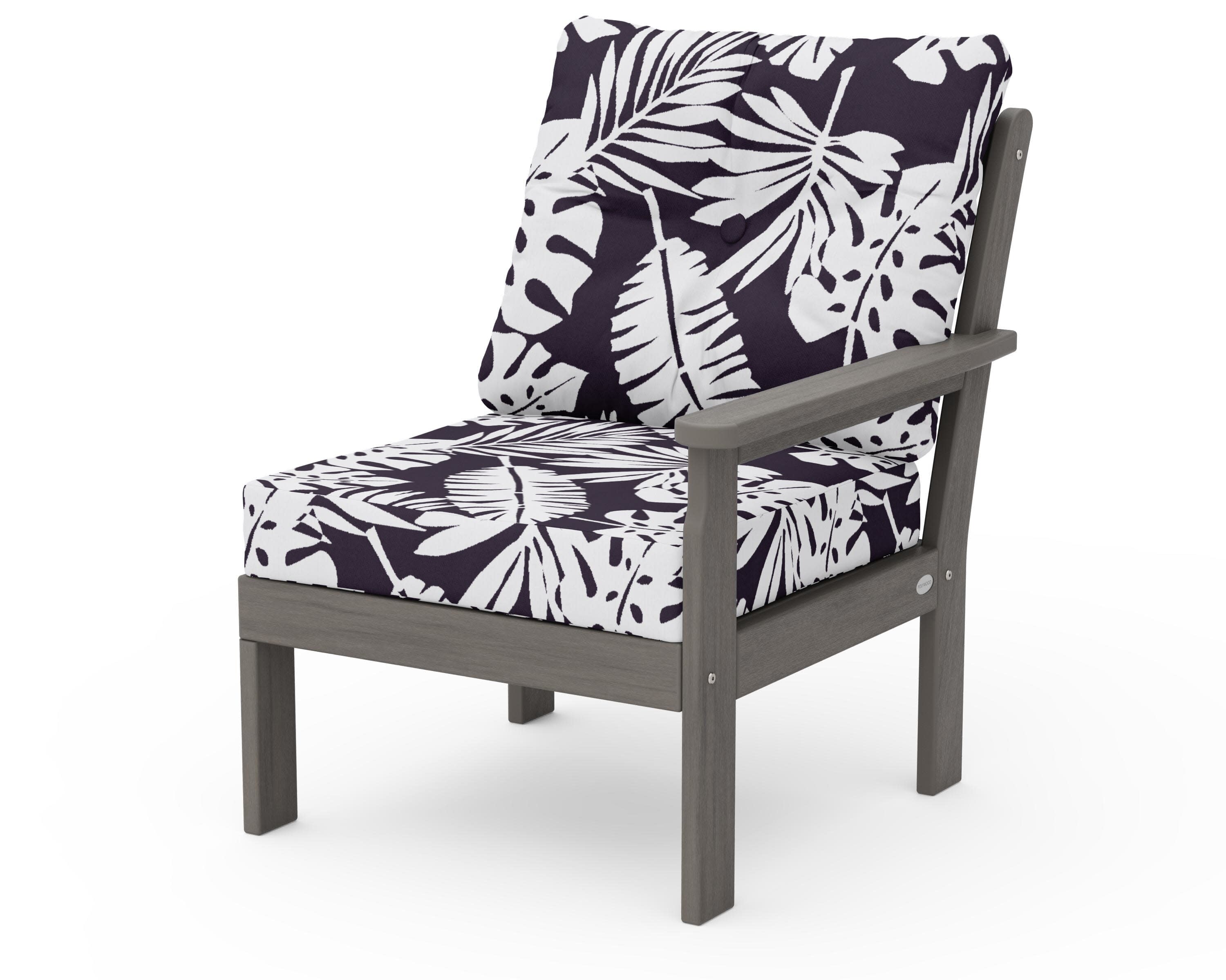 Vineyard Modular Right Arm Chair in Driftwood / Leaf Navy