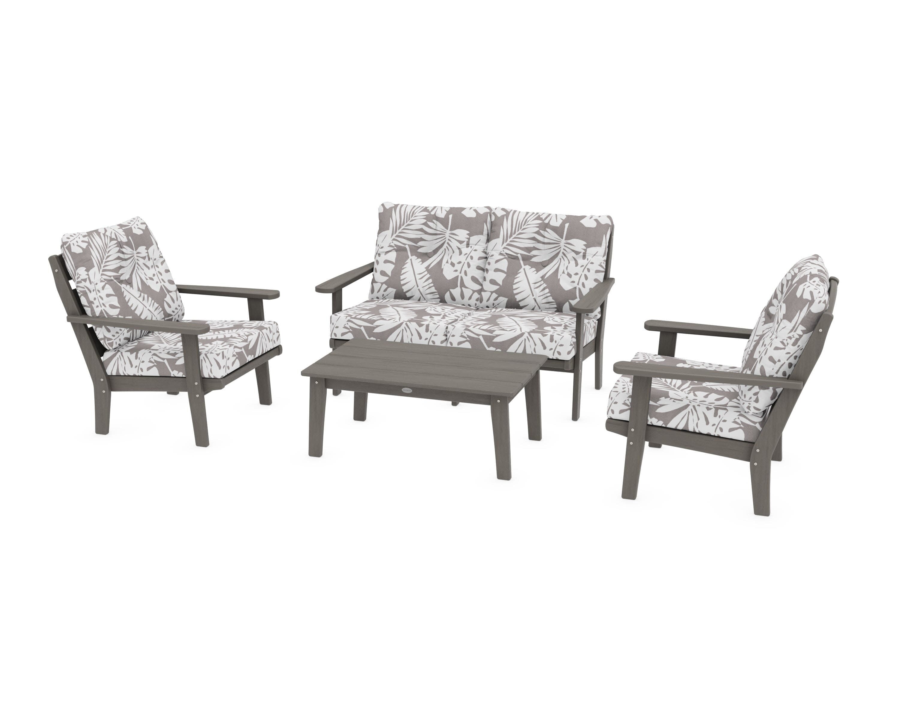 Lakeside 4-Piece Deep Seating Set in Driftwood / Leaf Grey Mist