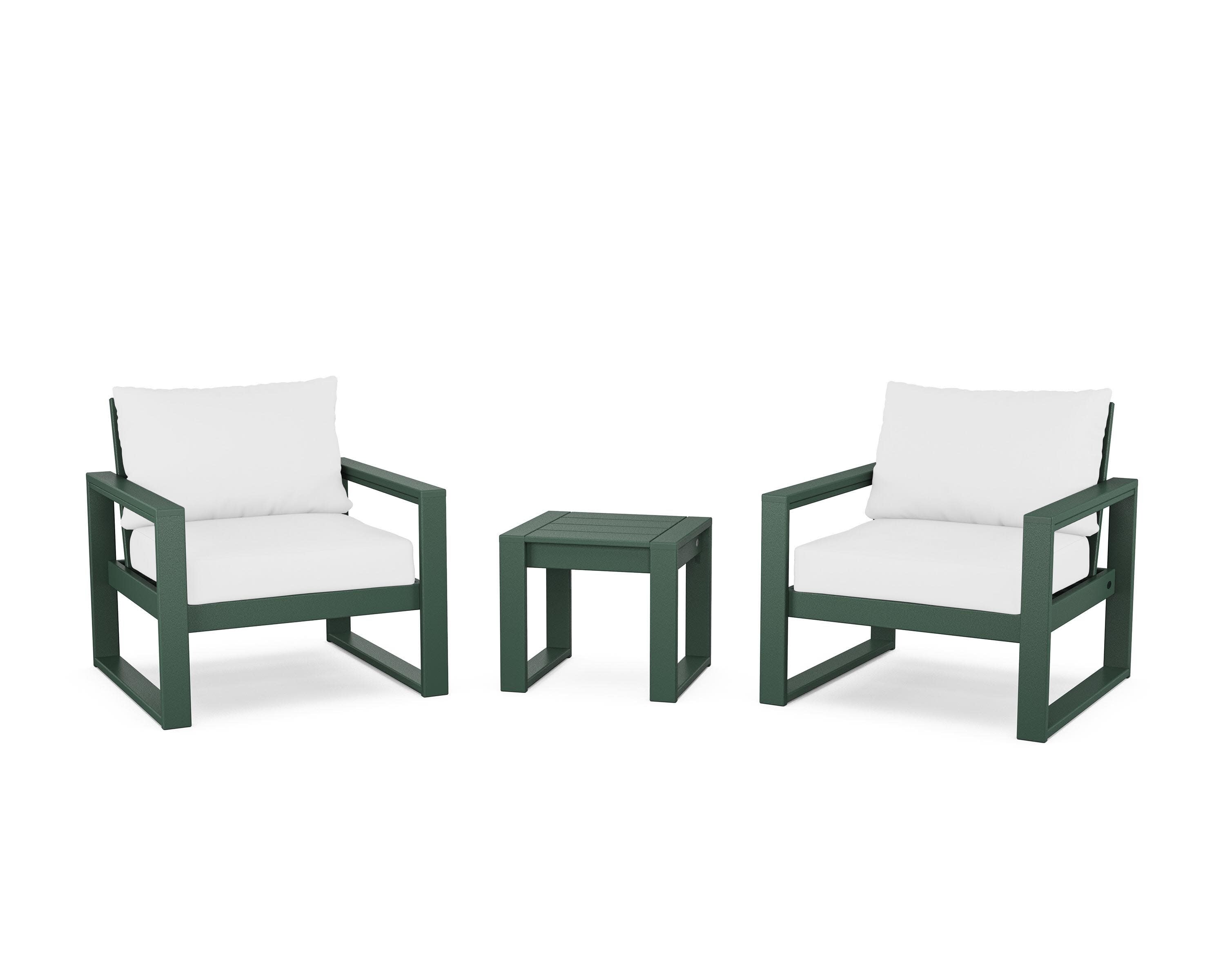 EDGE Sectional 3-Piece Deep Seating Set in Green / Natural