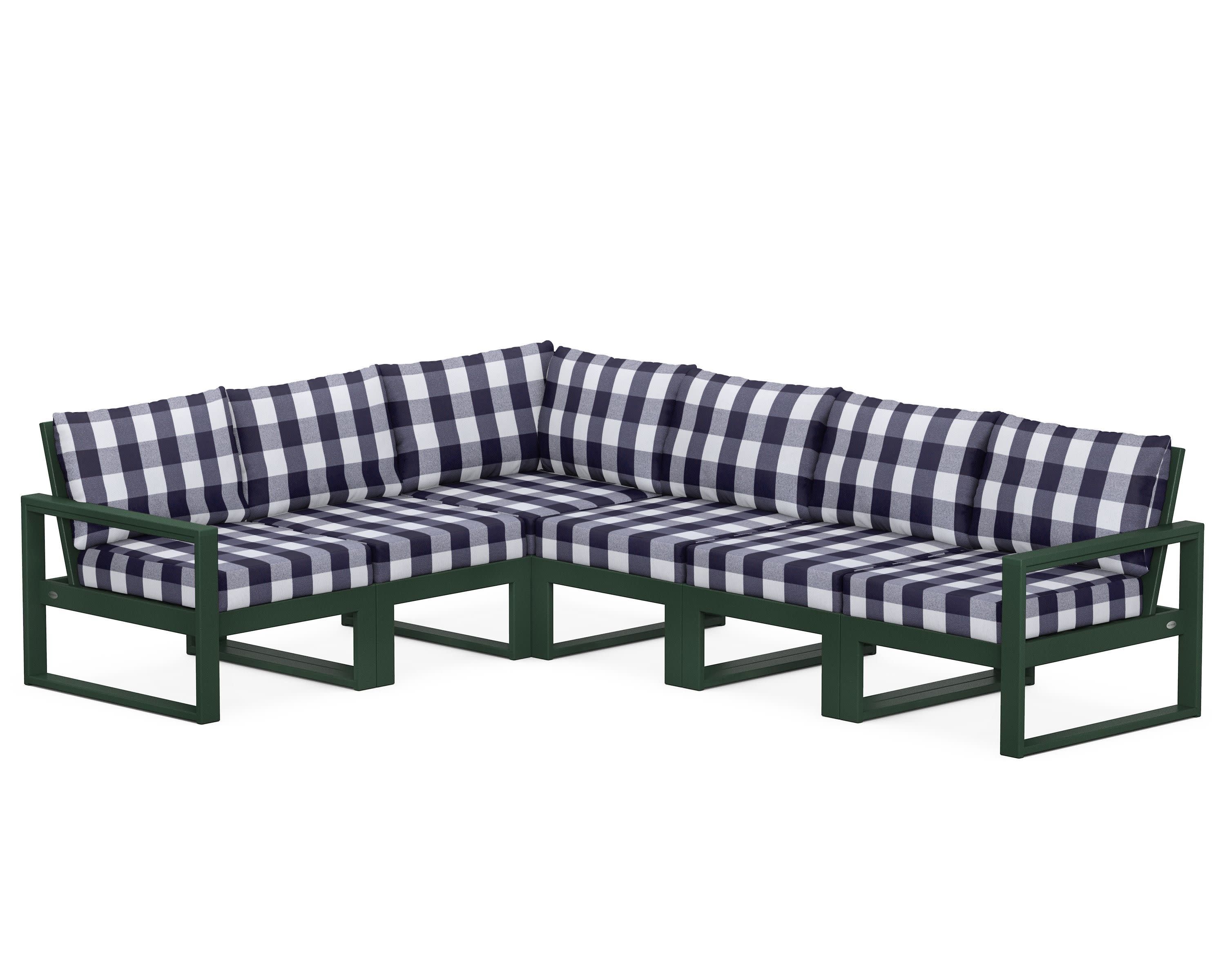 EDGE 6-Piece Modular Deep Seating Set in Green / Buffalo Plaid Navy