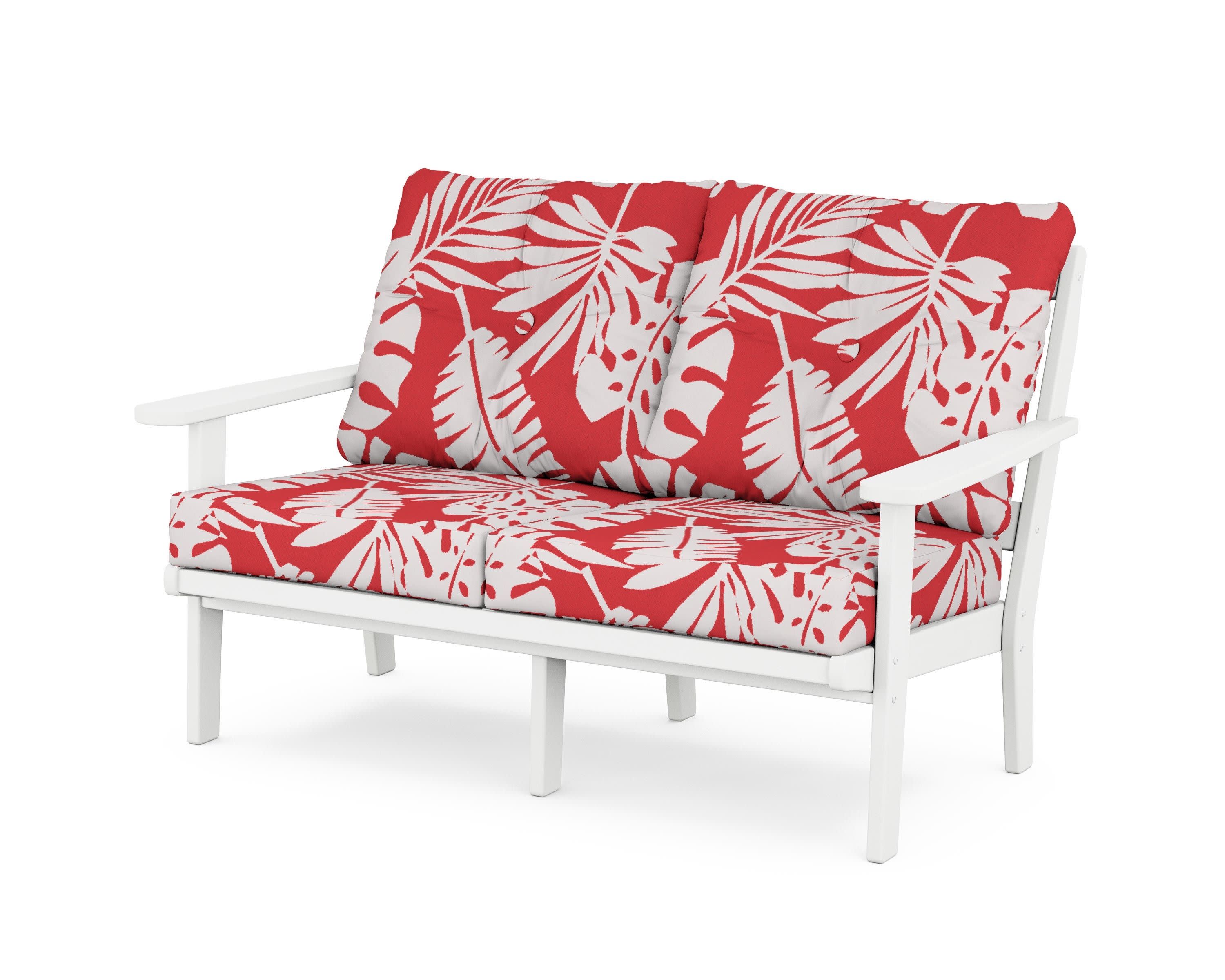 Mission Deep SeatingLoveseat in White / Leaf Crimson