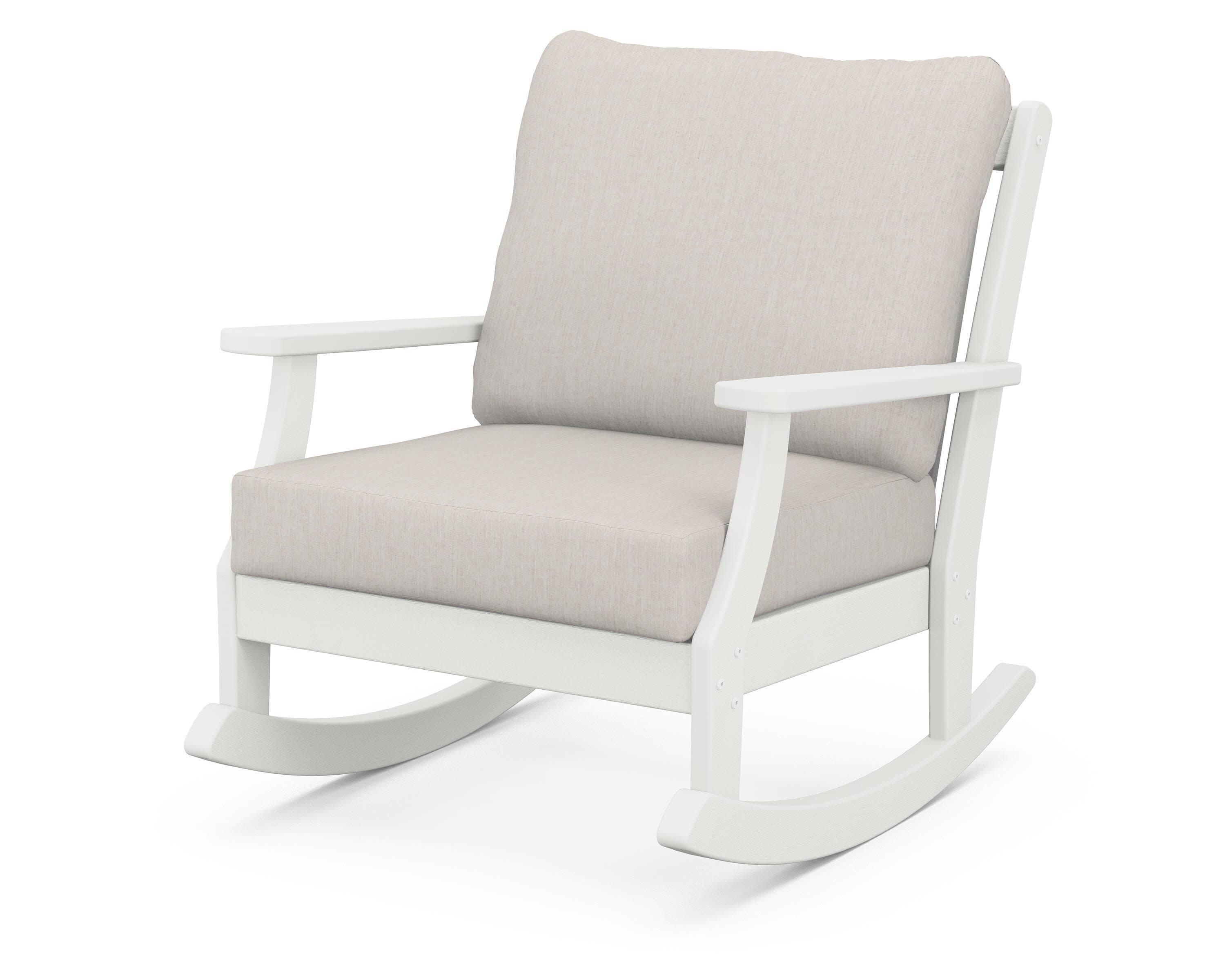 Braxton Deep Seating Rocking Chair in Vintage White / Cast Ash