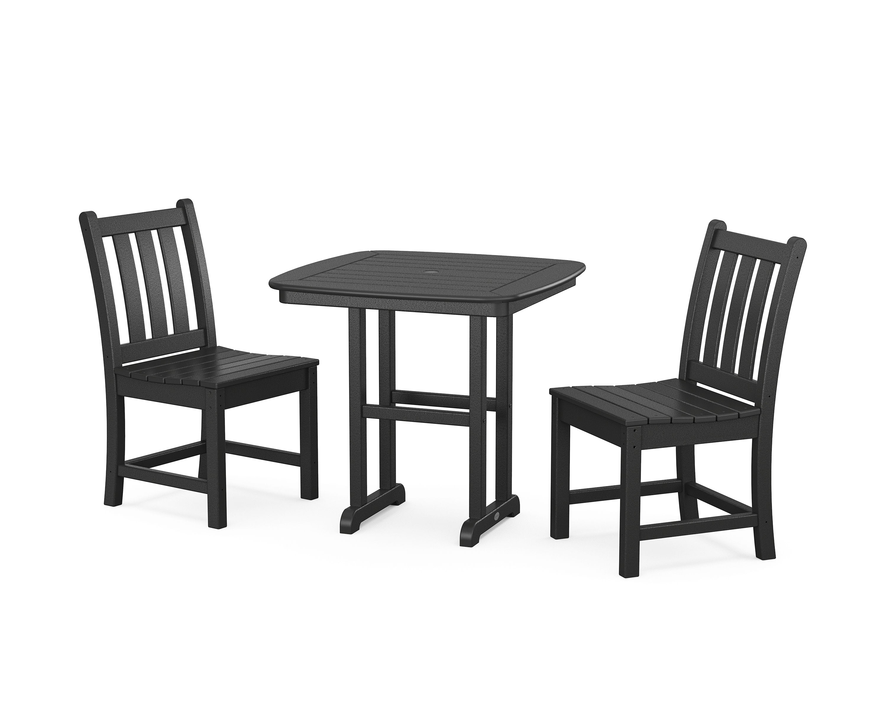 Traditional Garden Side Chair 3-Piece Dining Set in Black