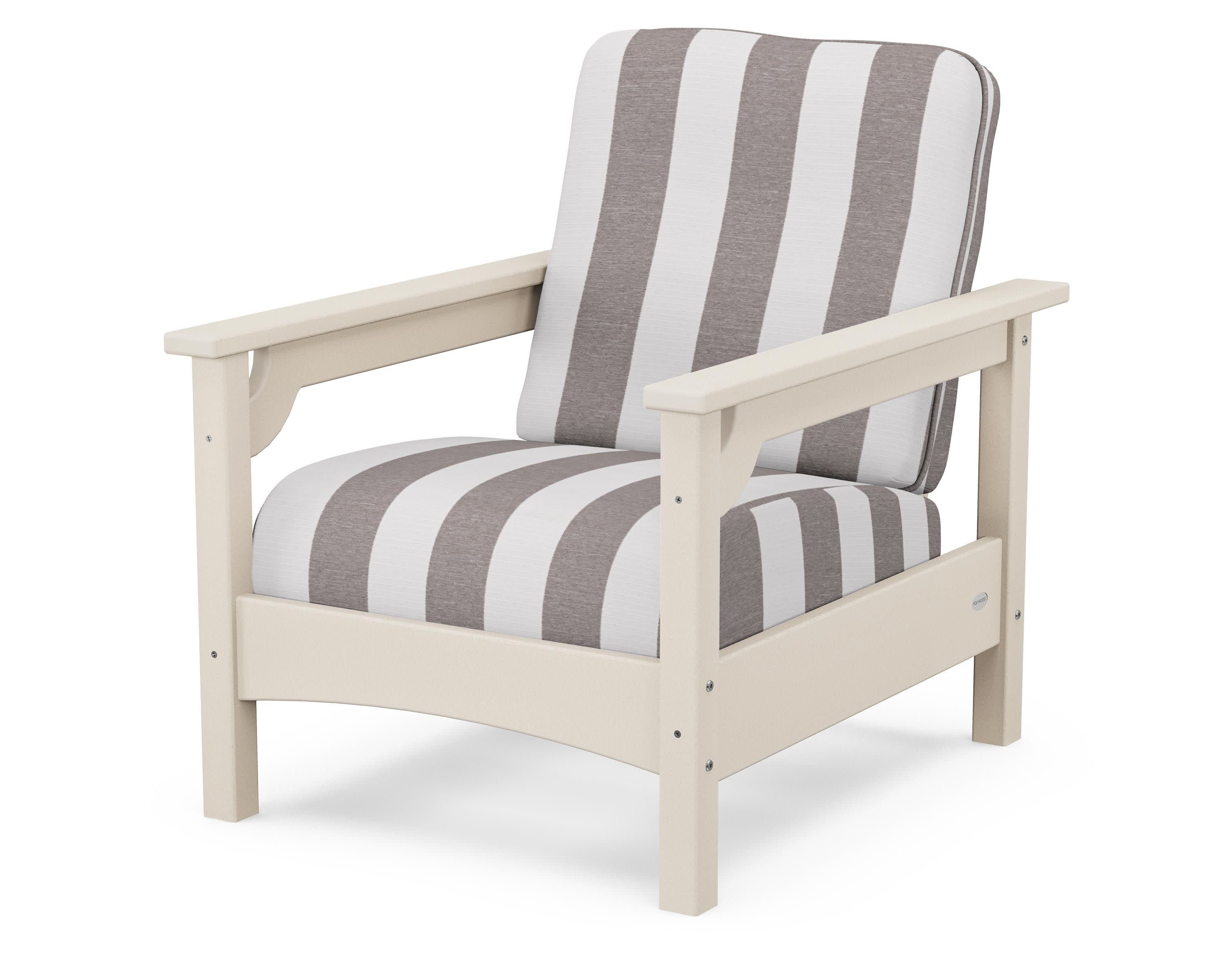 Club Chair in Sand / Cabana Stripe Grey Mist