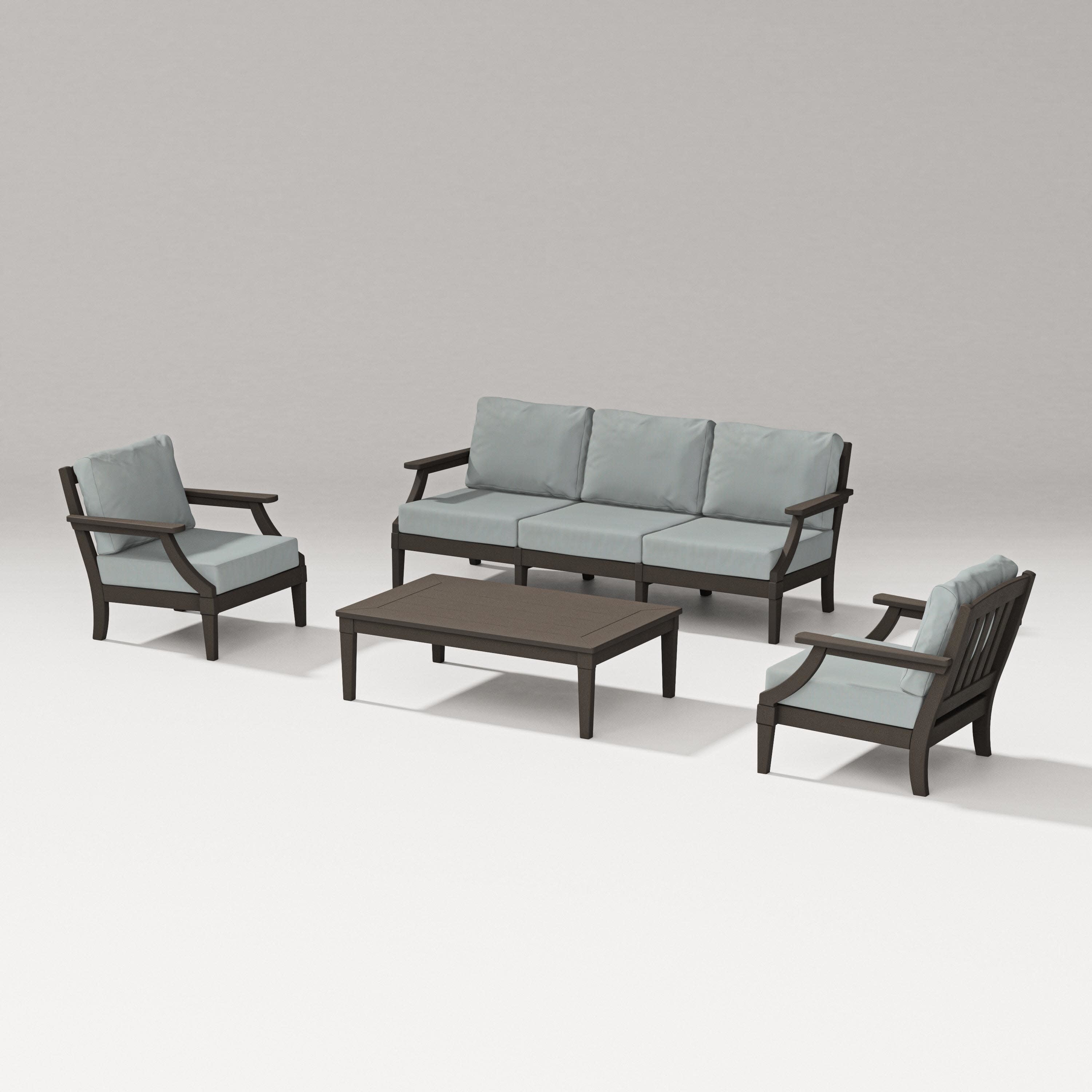 Estate 4-Piece Lounge Sofa Set in Vintage Coffee / Spa