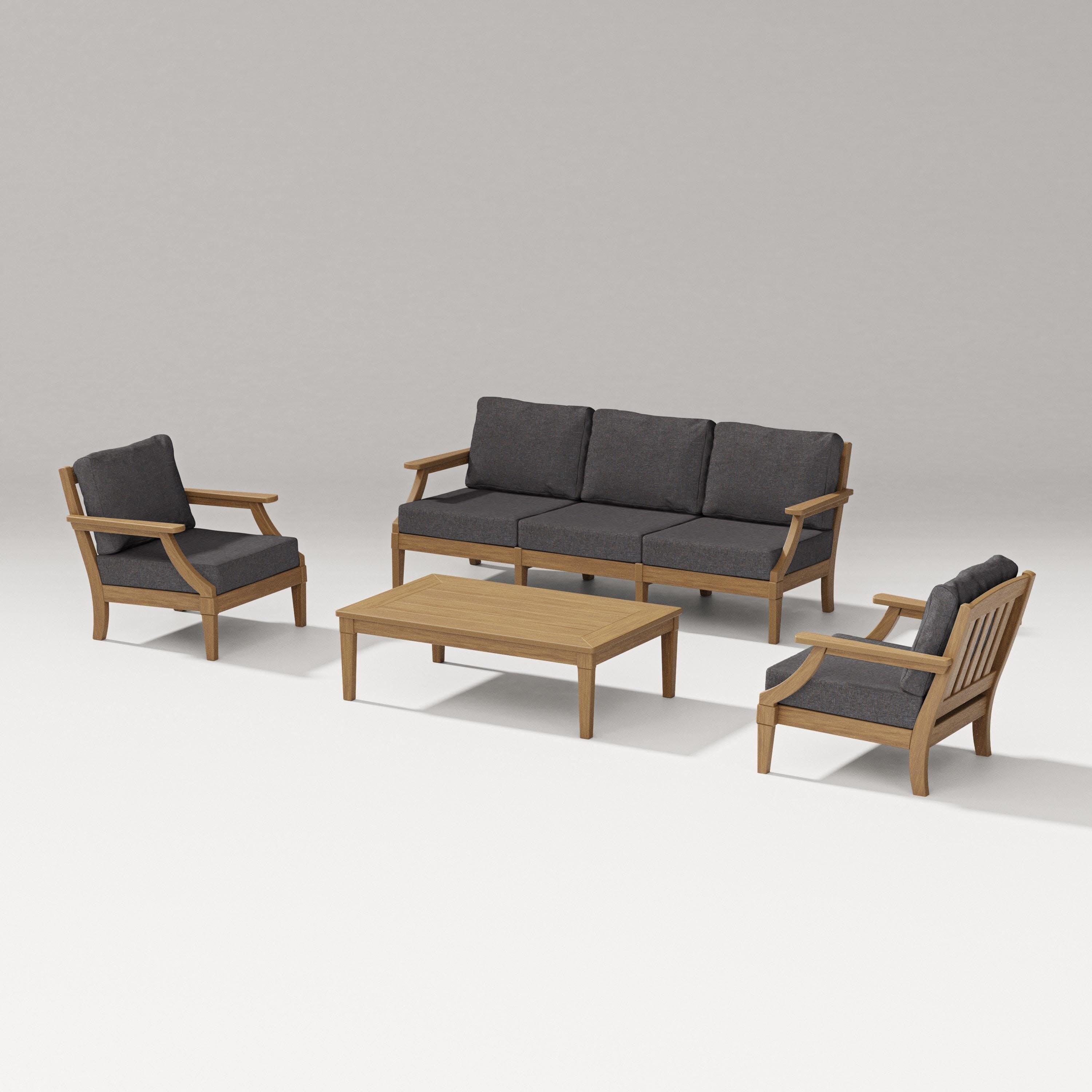 Estate 4-Piece Lounge Sofa Set in Natural / Ash Charcoal