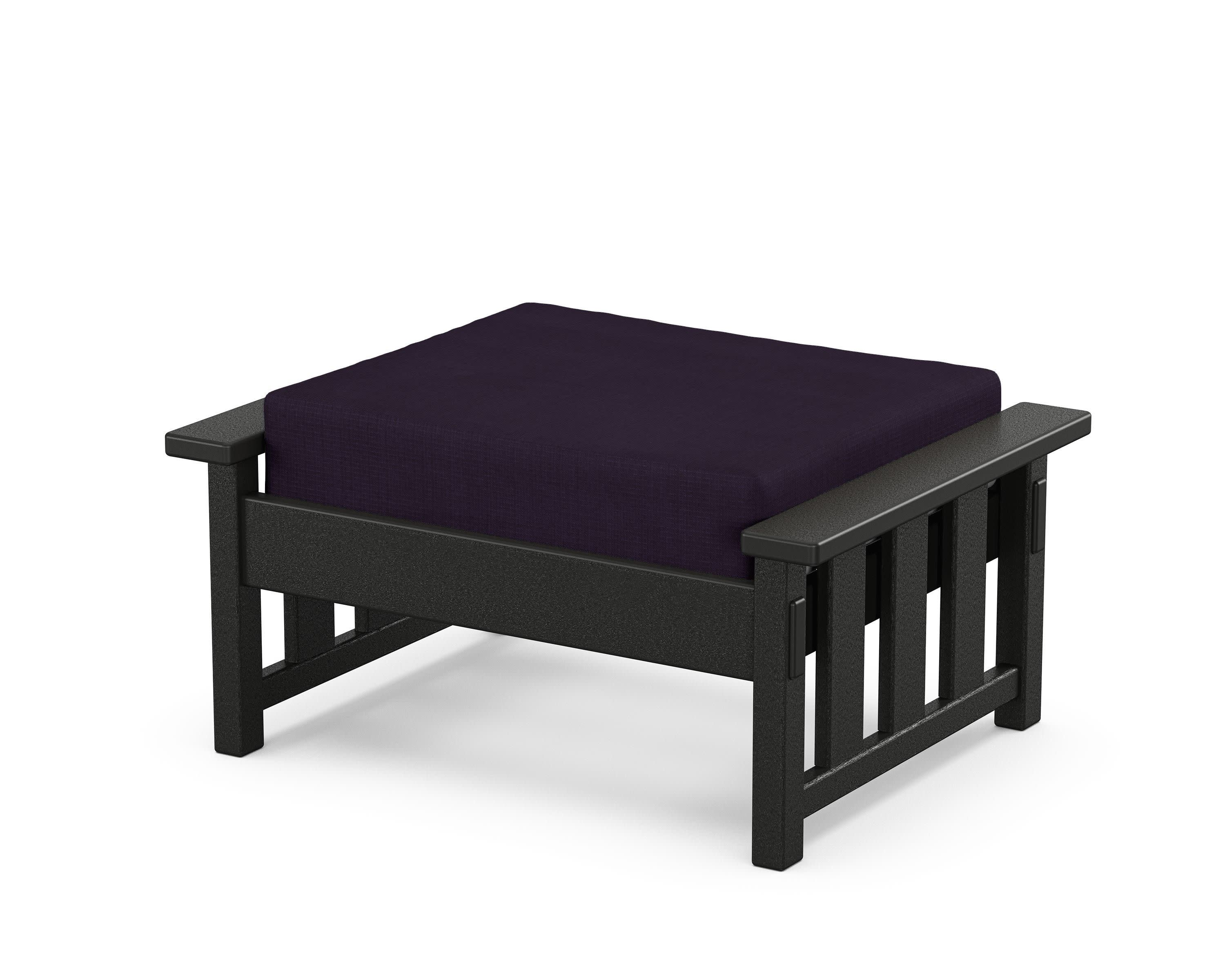Acadia Deep Seating Ottoman in Black / Navy Linen