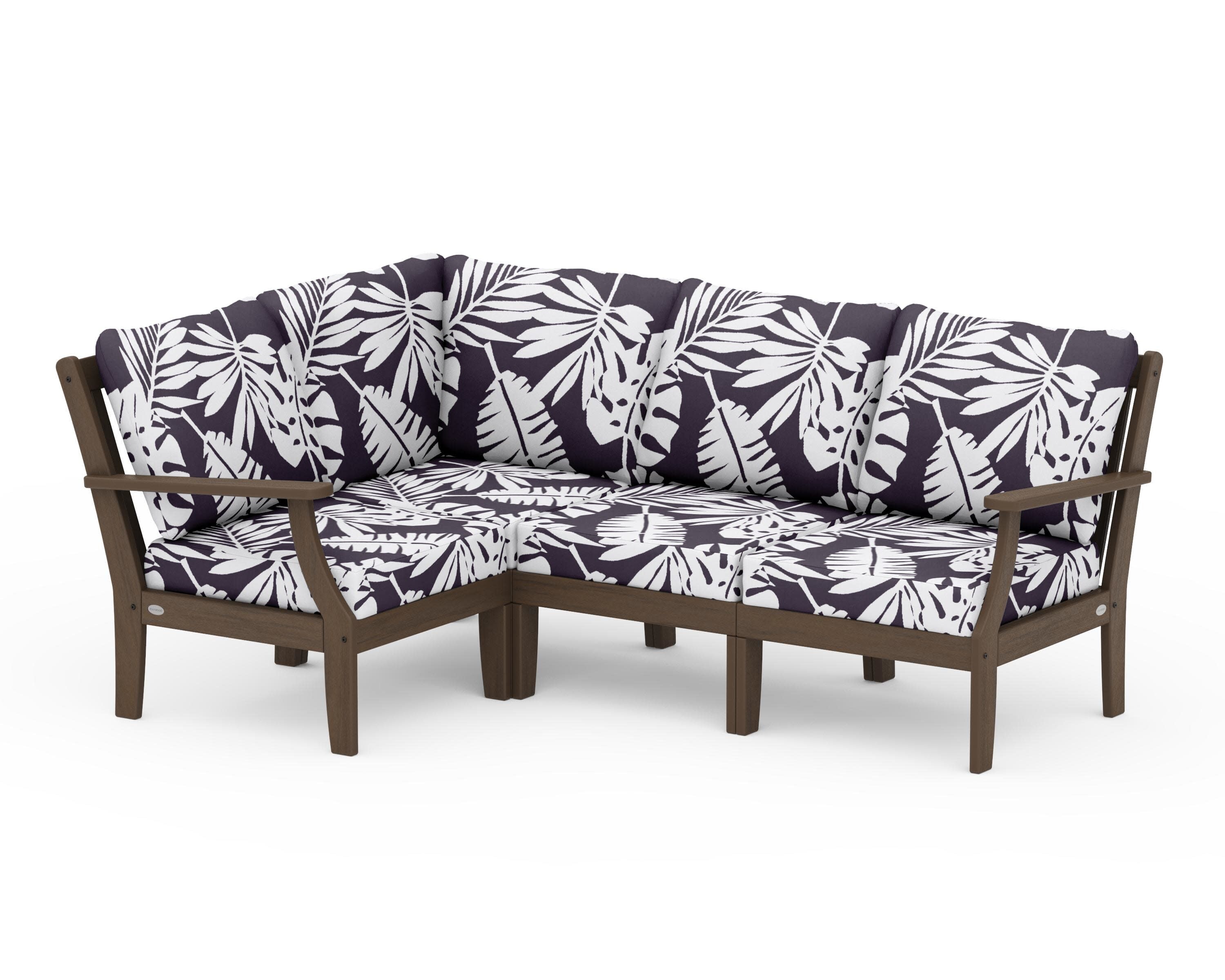 Braxton Modular 4-Piece Deep Seating Set in Kona / Leaf Navy