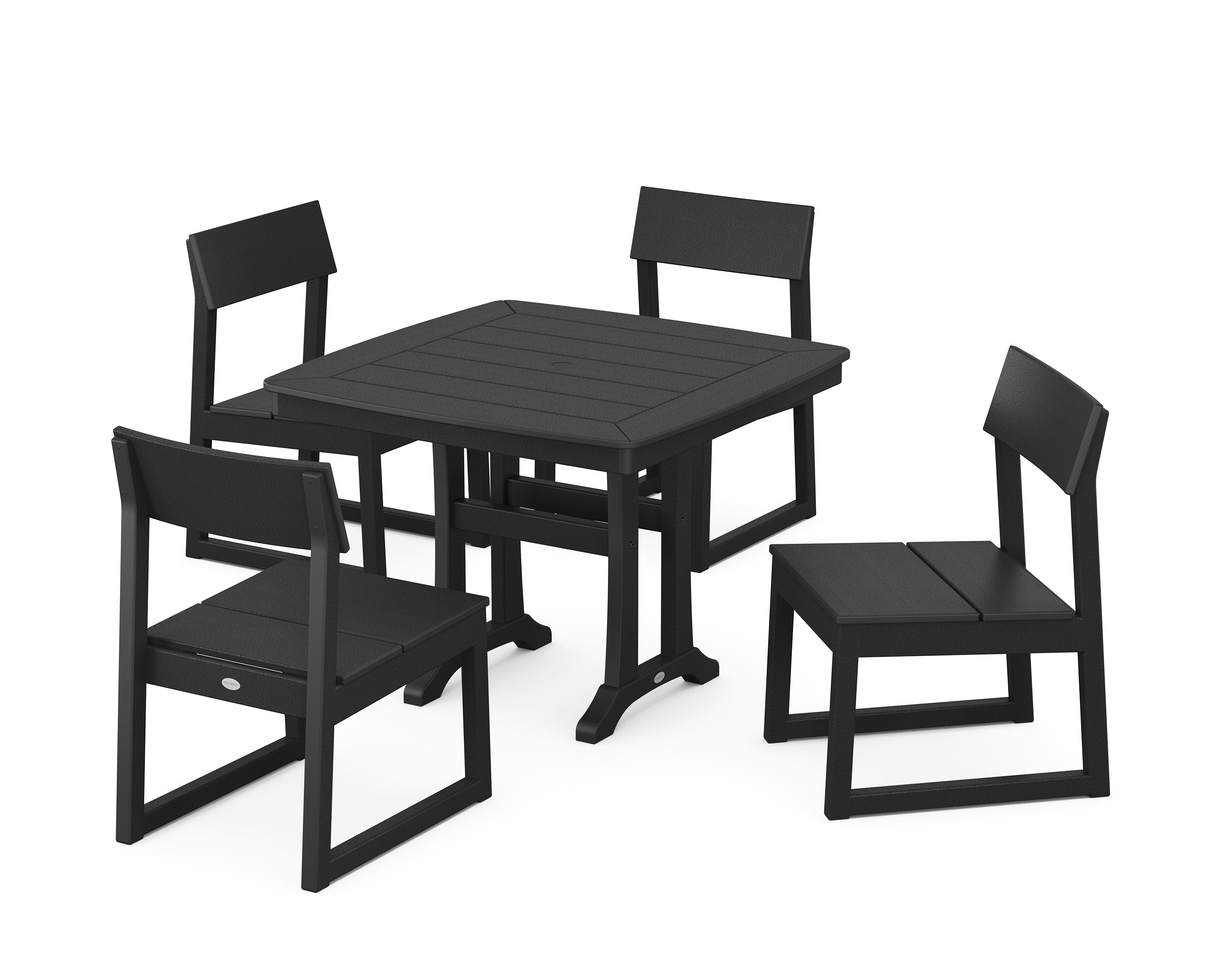 EDGE Side Chair 5-Piece Dining Set with Trestle Legs in Black