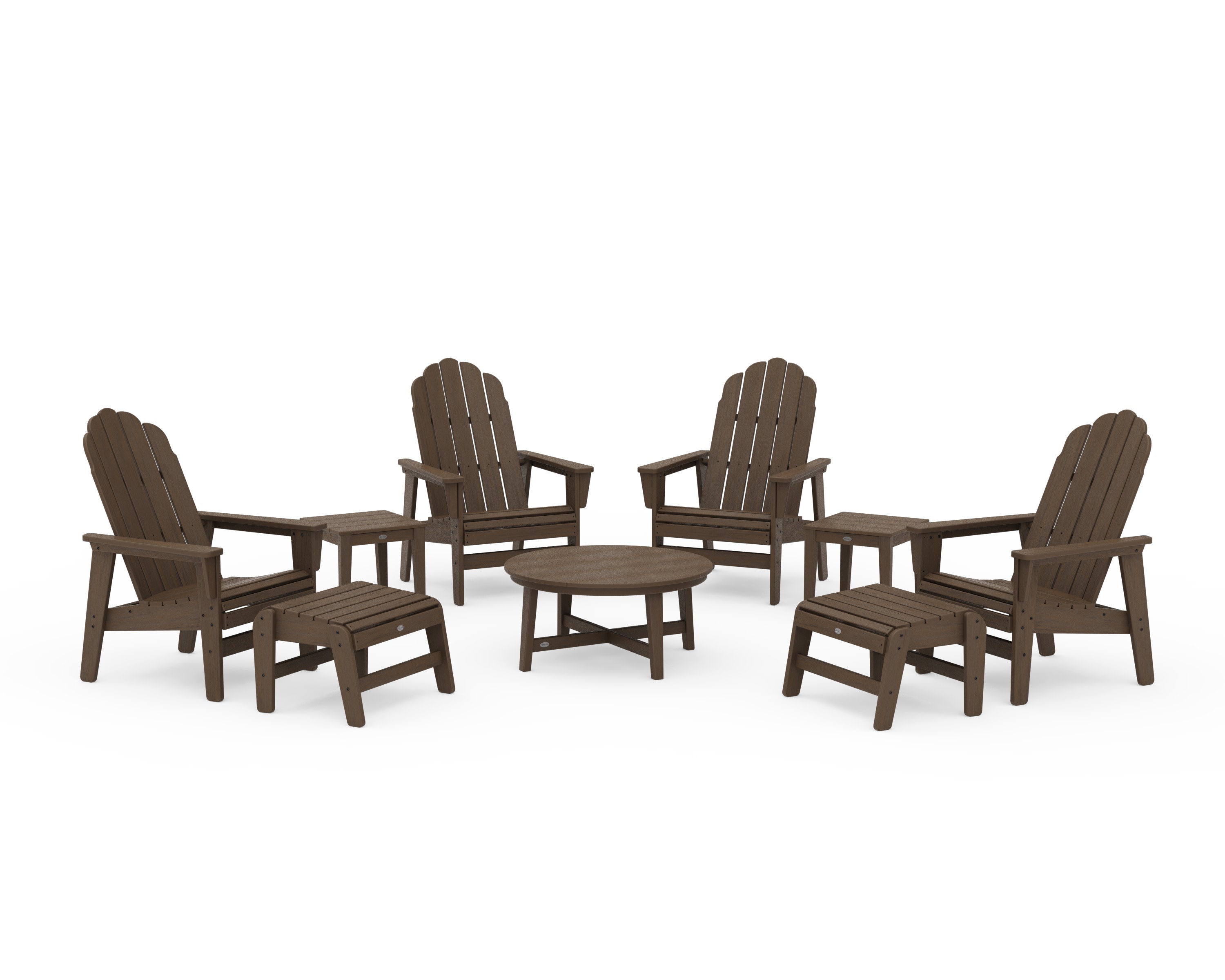 Vineyard Grand Upright Adirondack 9-Piece Conversation Set in Kona