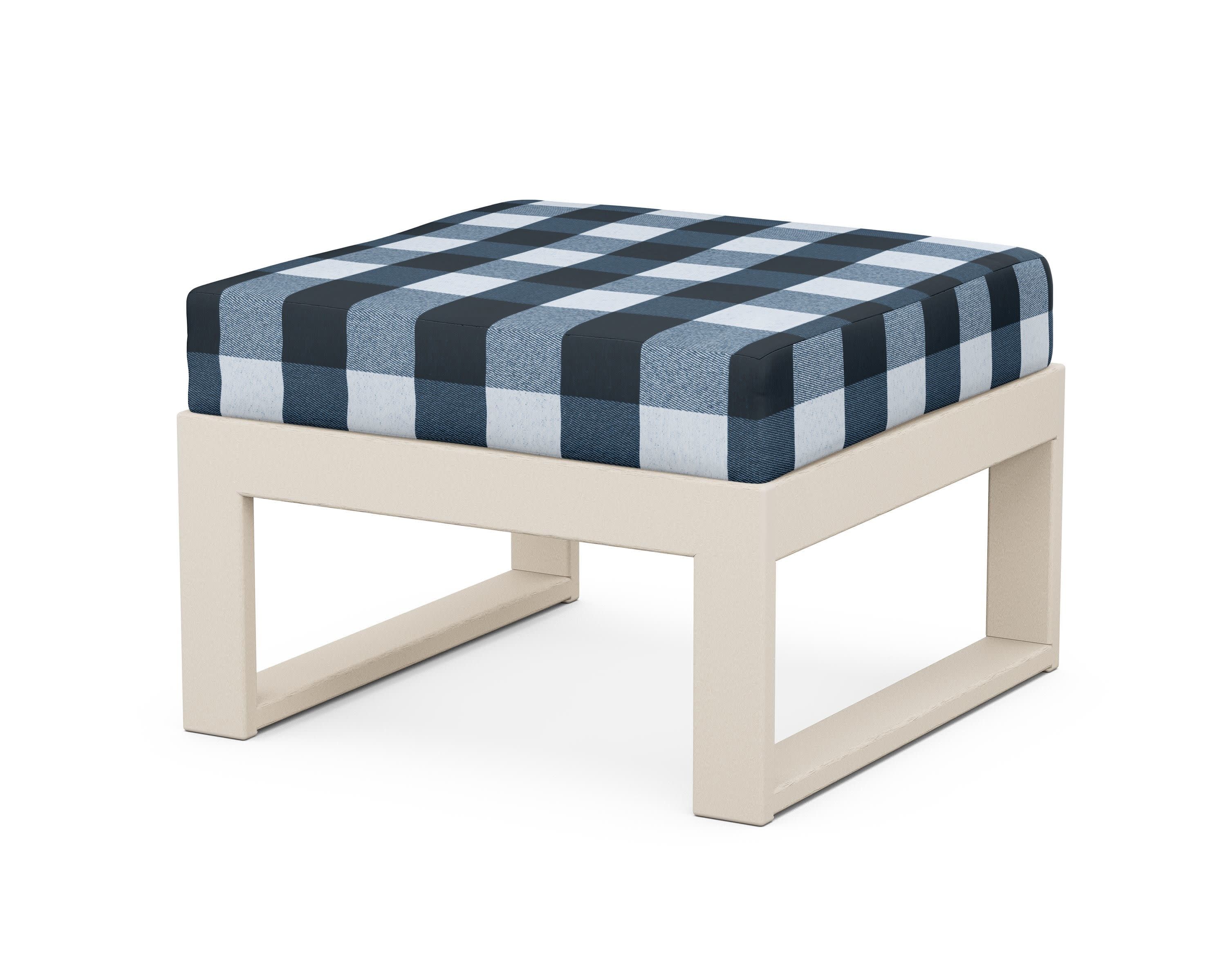 Modular Ottoman - Modern in Sand / Buffalo Plaid Marine Indigo
