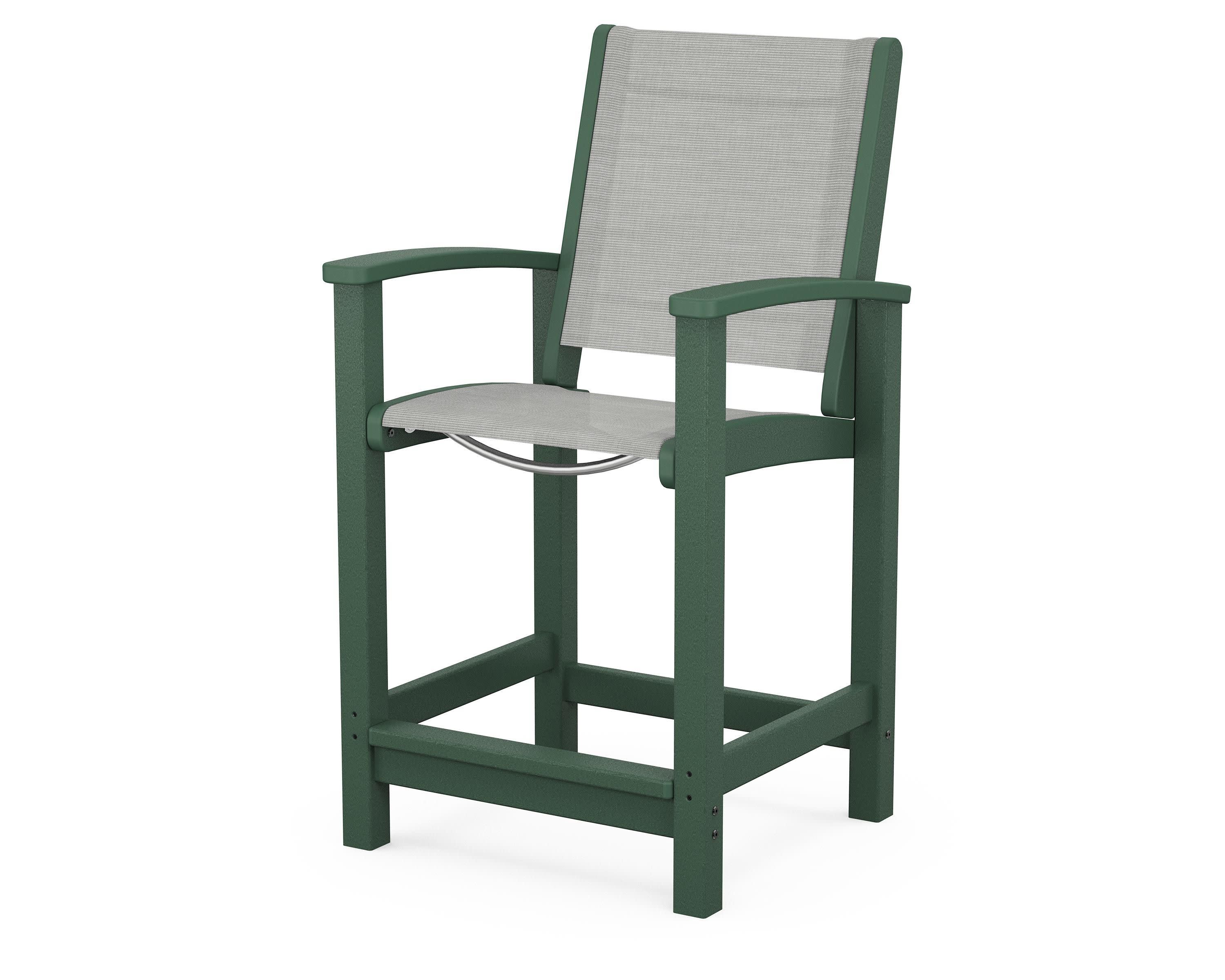 Coastal Counter Chair in Green / Metallic Sling