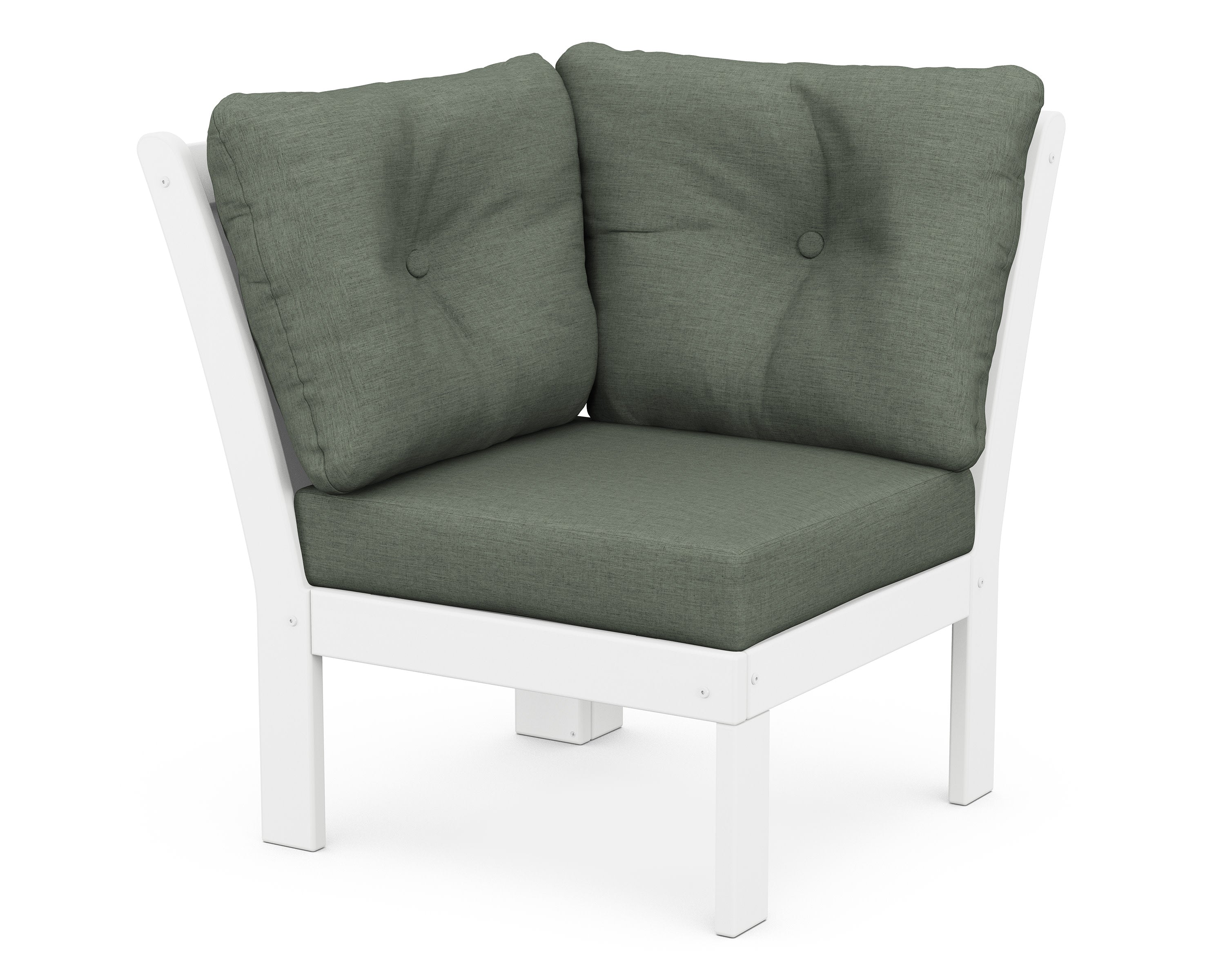 Vineyard Modular Corner Chair in White / Cast Sage
