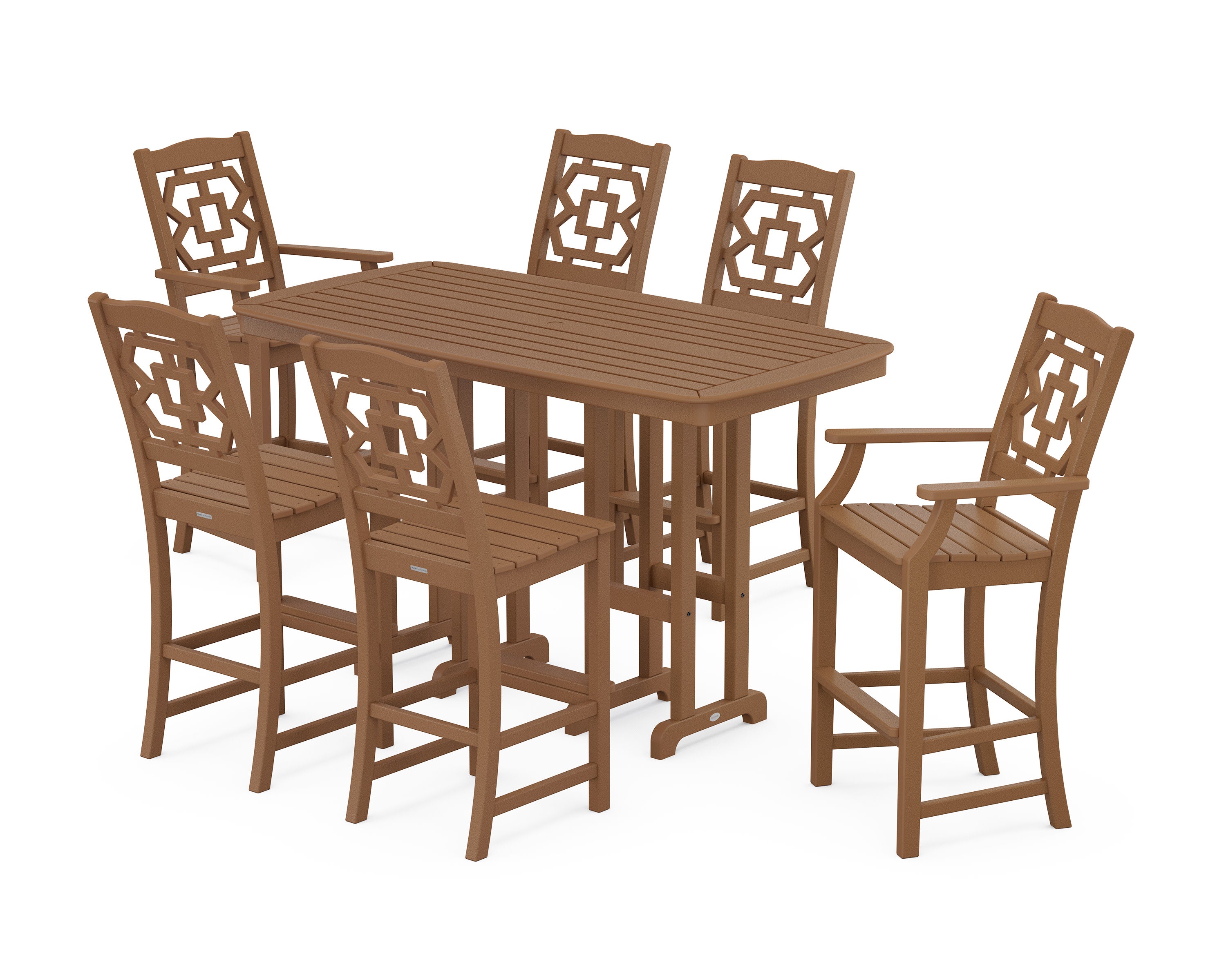 Chinoiserie 7-Piece Bar Set in Teak