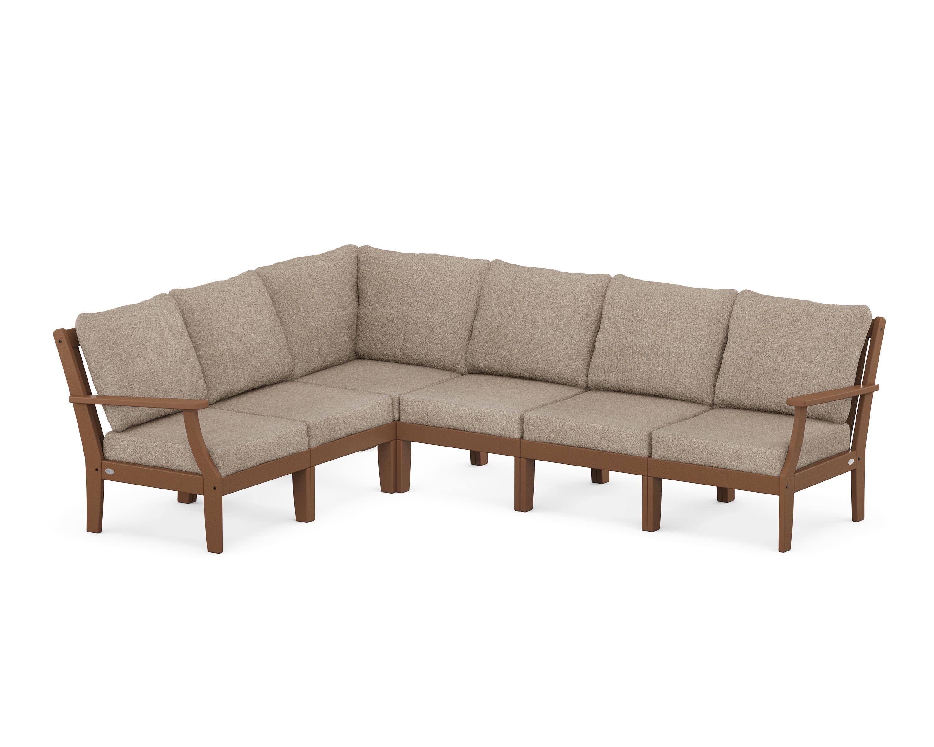 Braxton Modular 6-Piece Deep Seating Set in Teak / Spiced Burlap