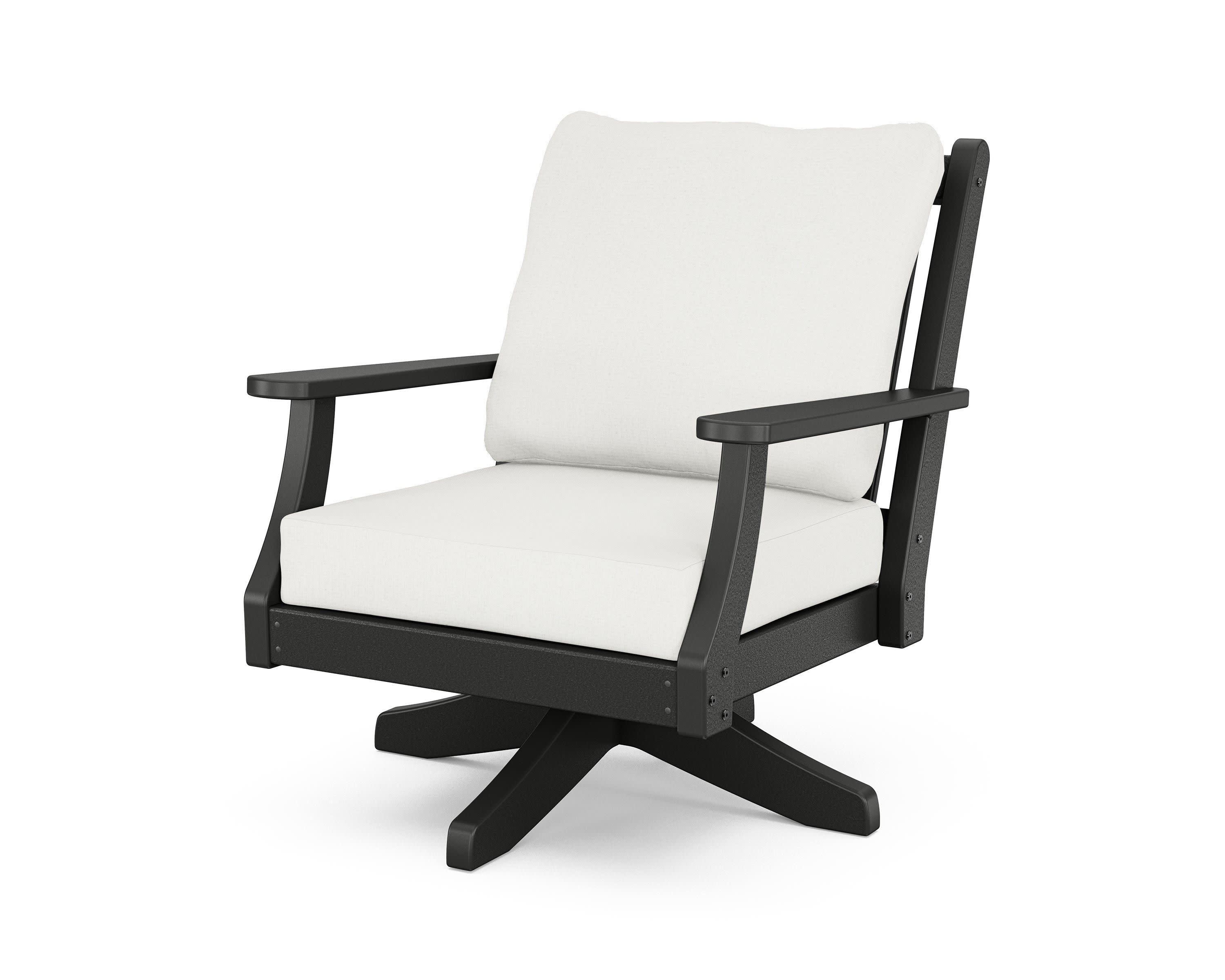 Wovendale Deep Seating Swivel Chair in Black / Natural Linen