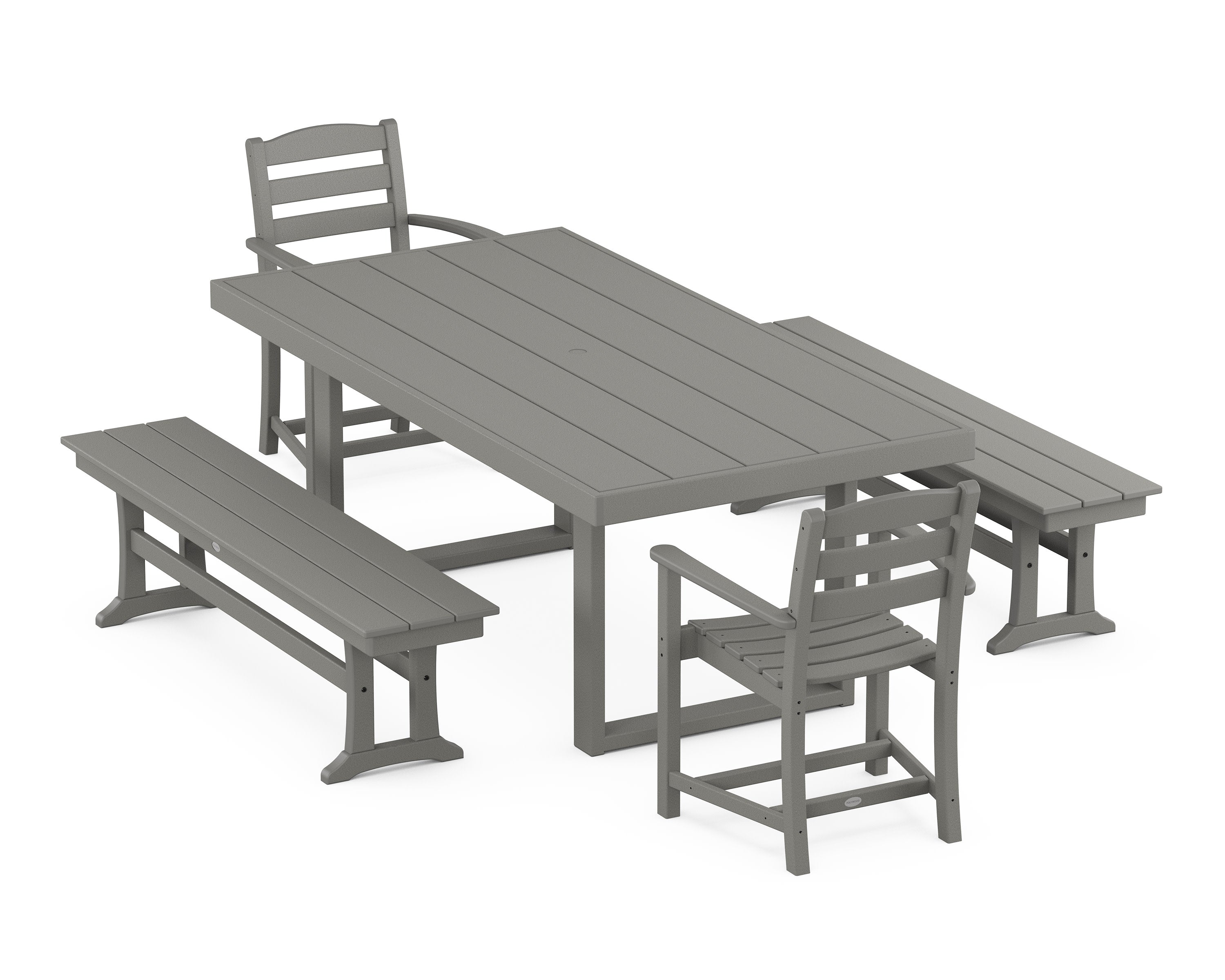 La Casa Caf 5-Piece Dining Set with Benches in Slate Grey
