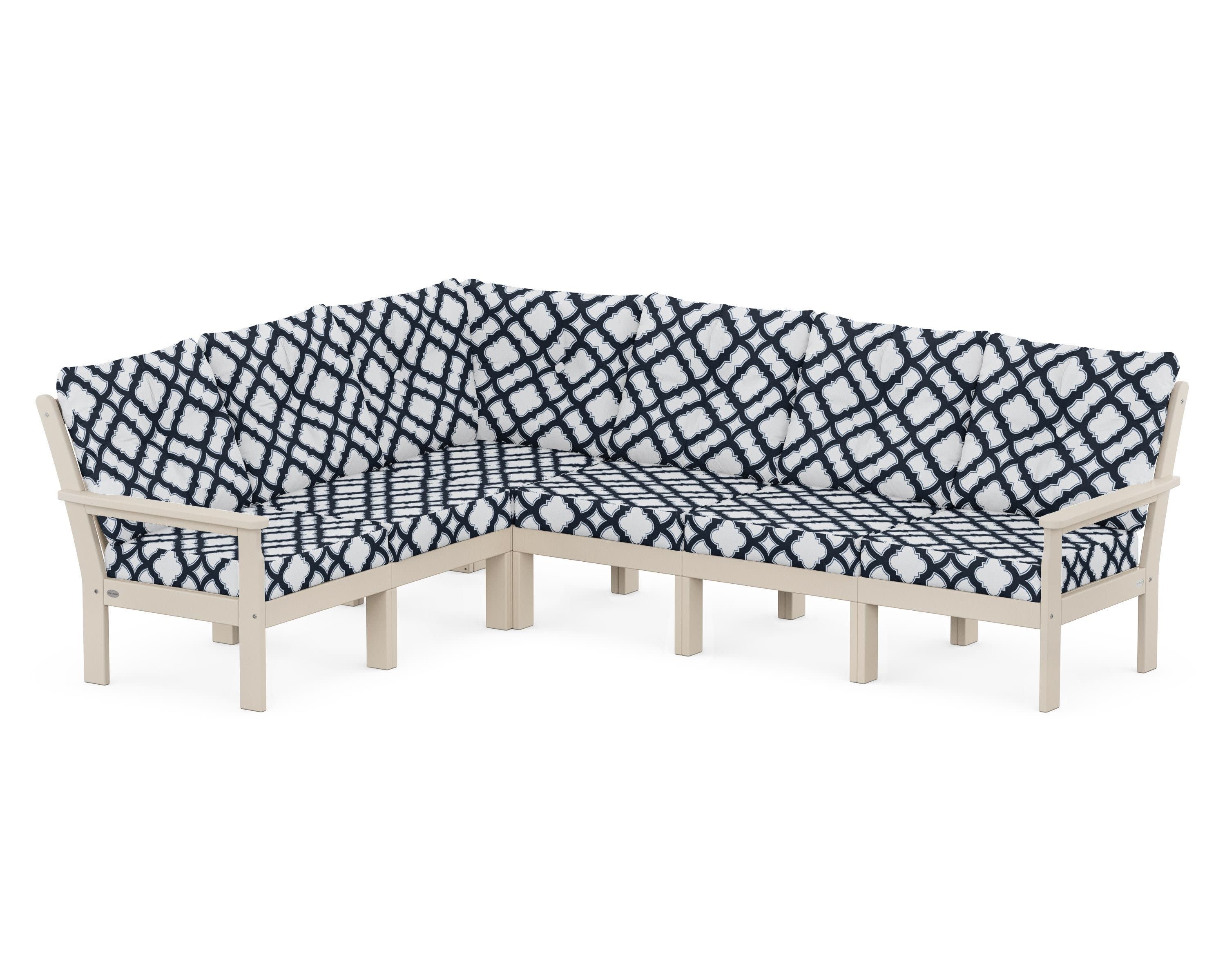 Vineyard 6-Piece Sectional in Sand / Trellis Marine Indigo