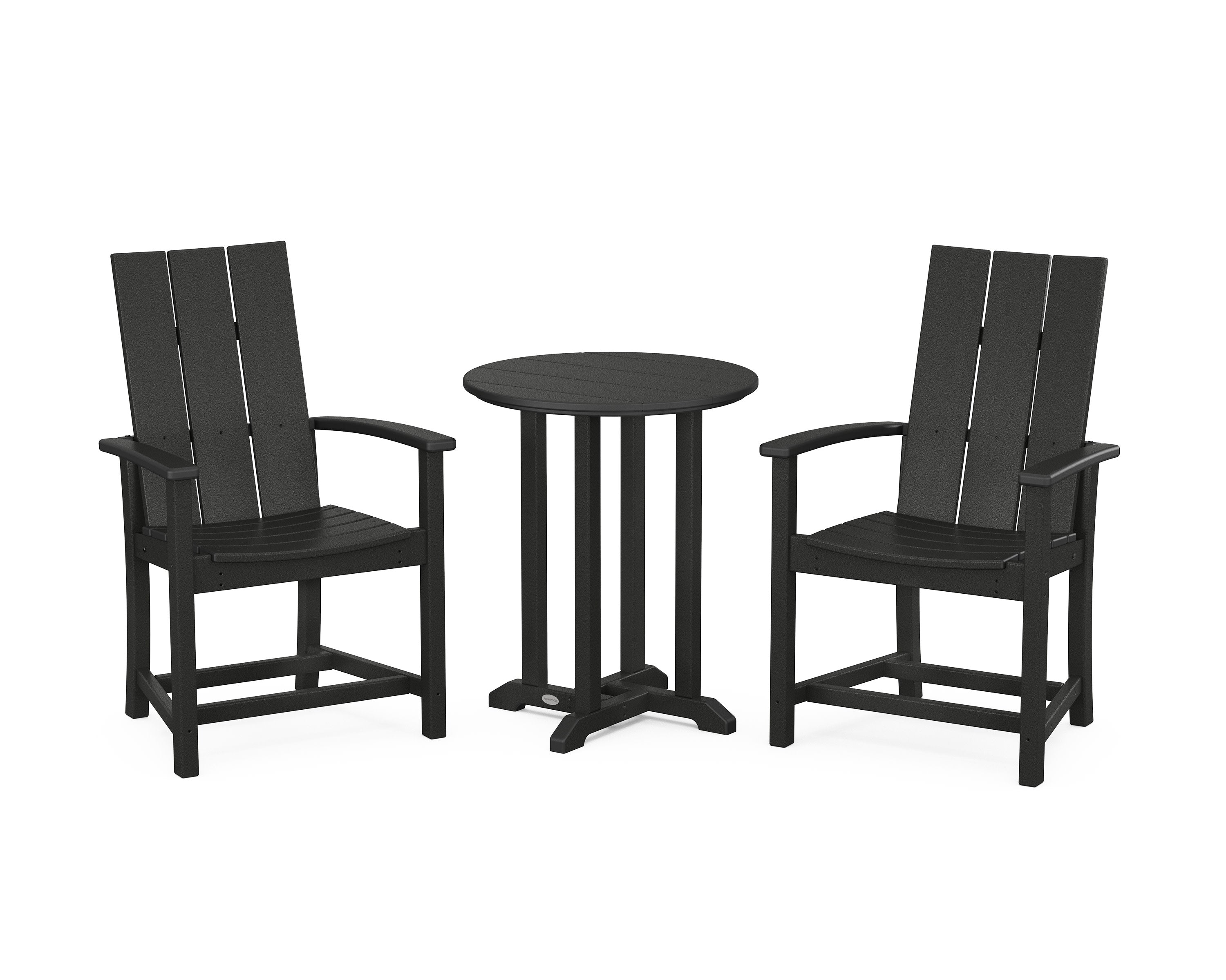 Modern Adirondack 3-Piece Round Farmhouse Bistro Dining Set in Black