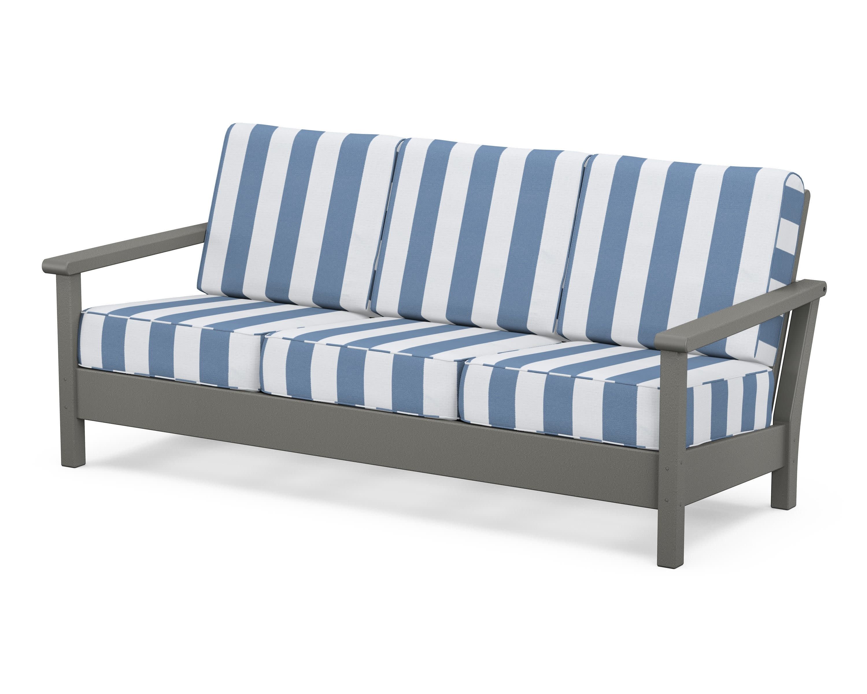 Harbour Deep Seating Sofa in Slate Grey / Cabana Stripe Sky Blue