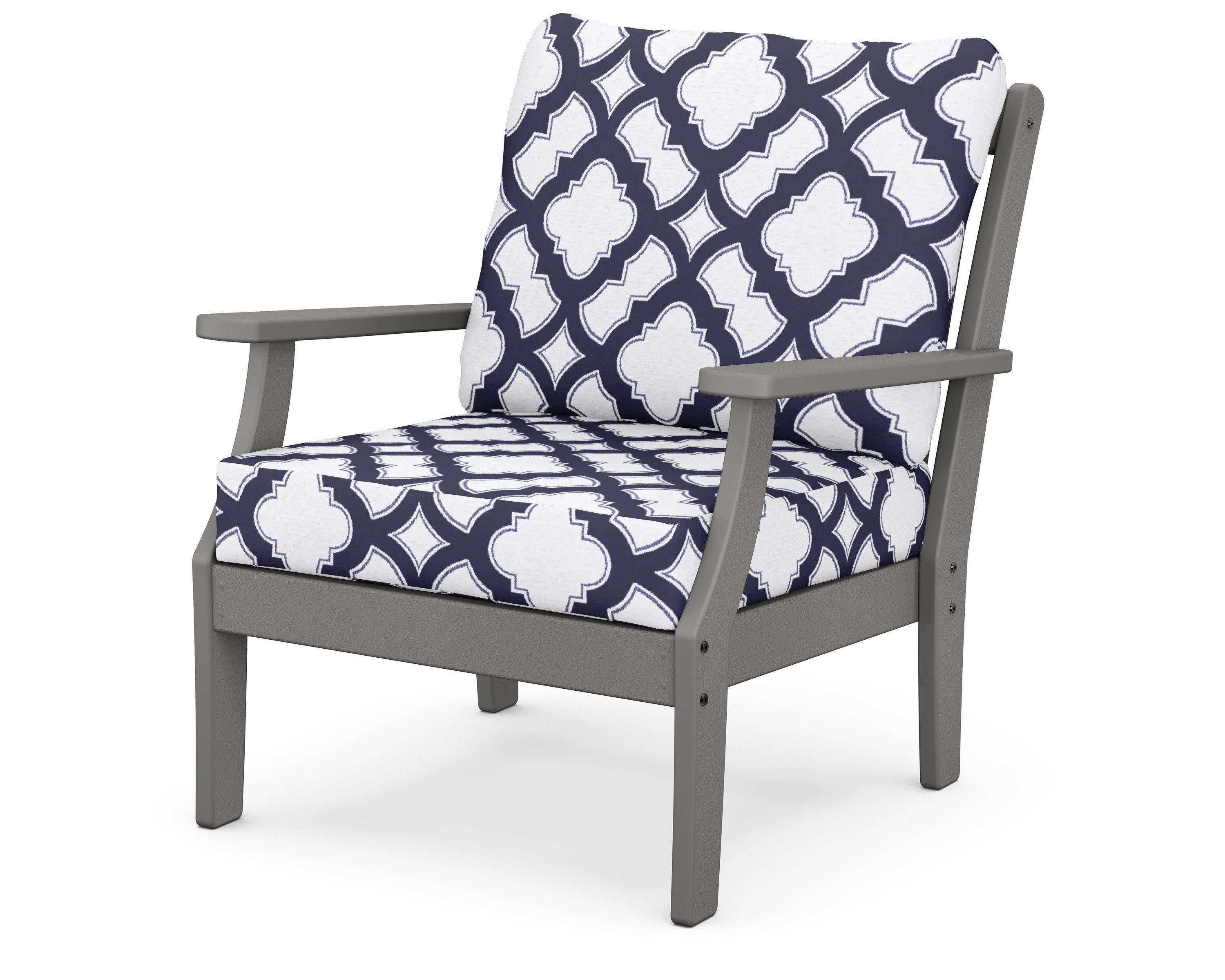 Braxton Deep Seating Chair in Slate Grey / Trellis Navy