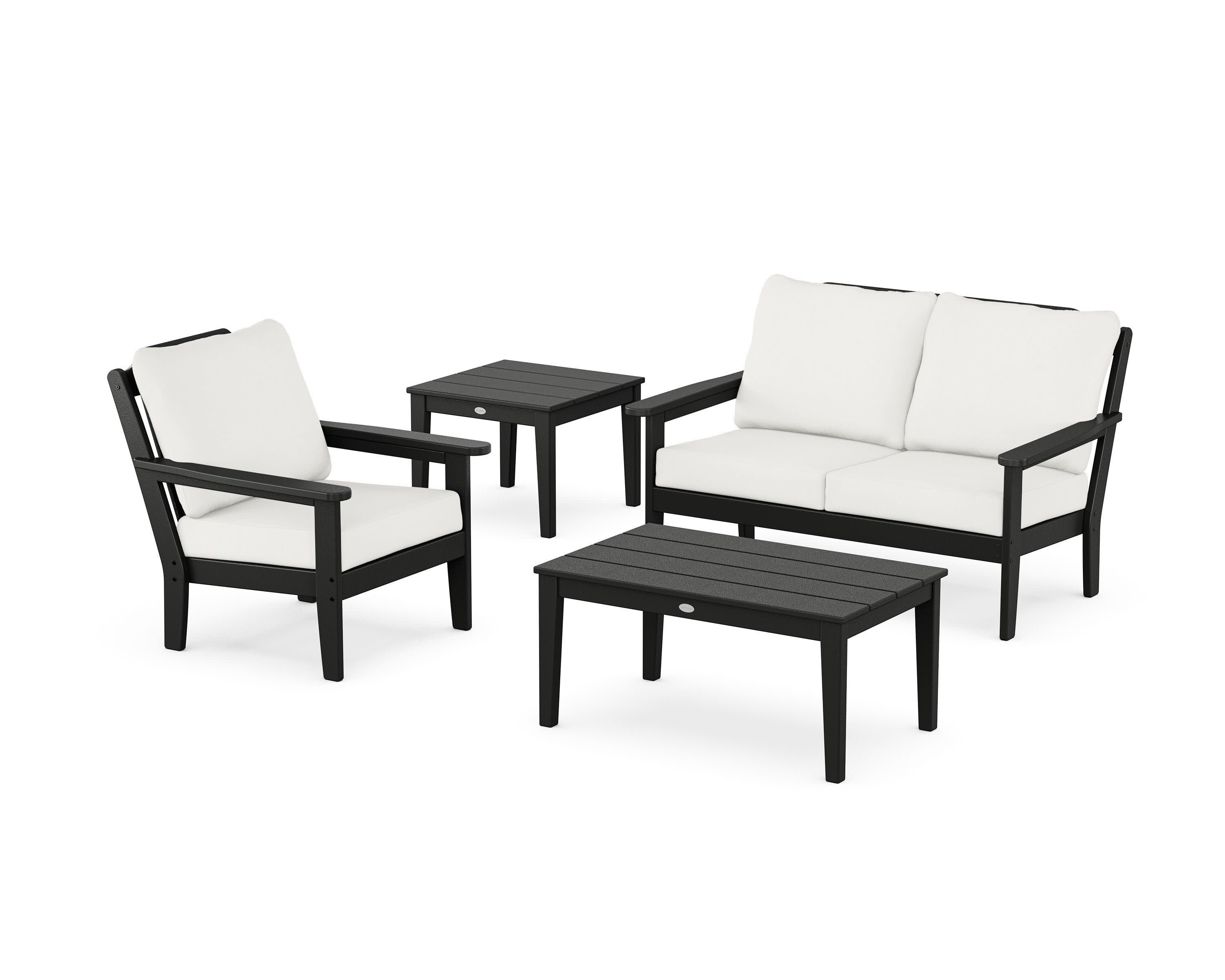 Wovendale 4-Piece Deep Seating Set in Black / Natural Linen