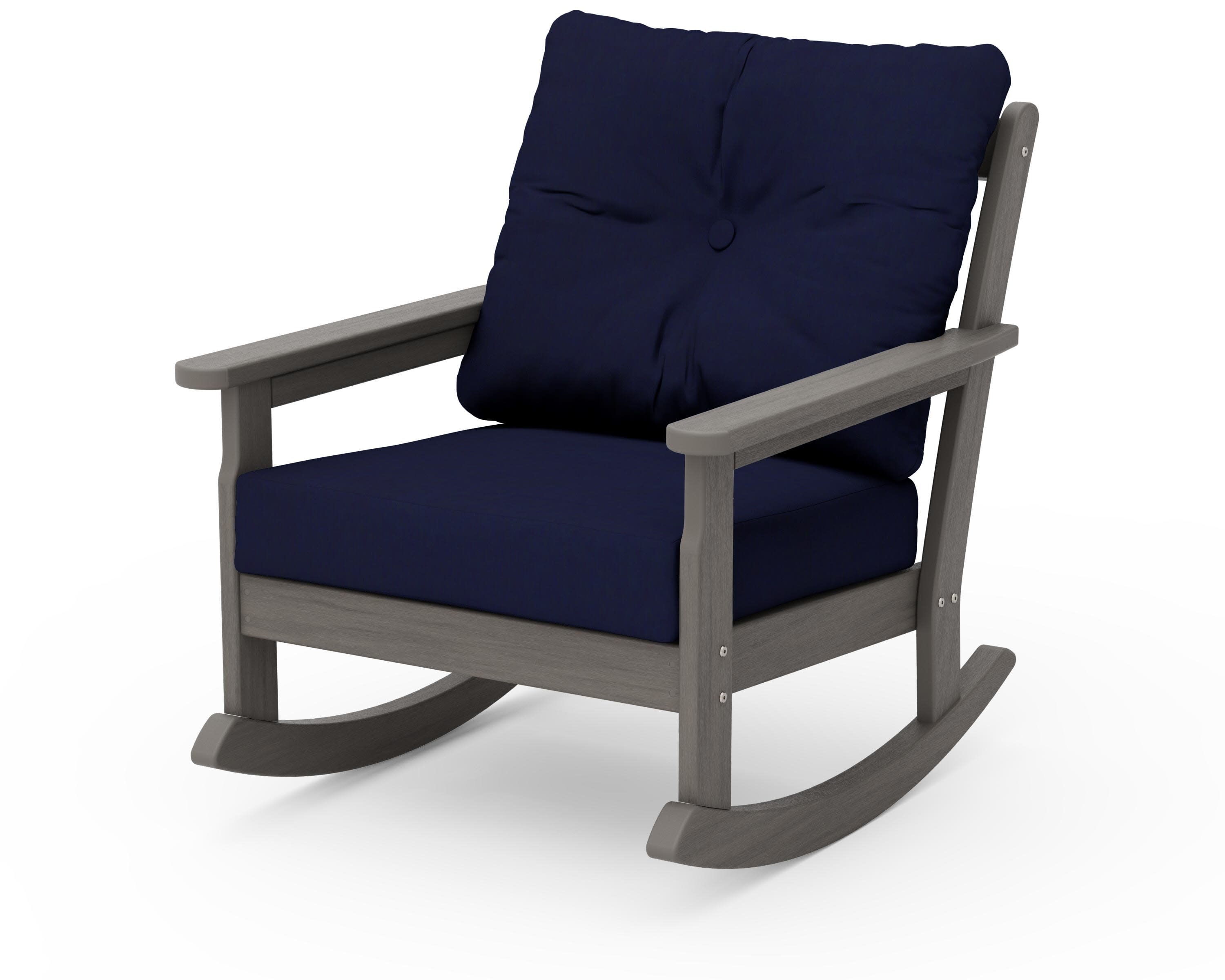 Vineyard Deep Seating Rocking Chair in Driftwood / Navy