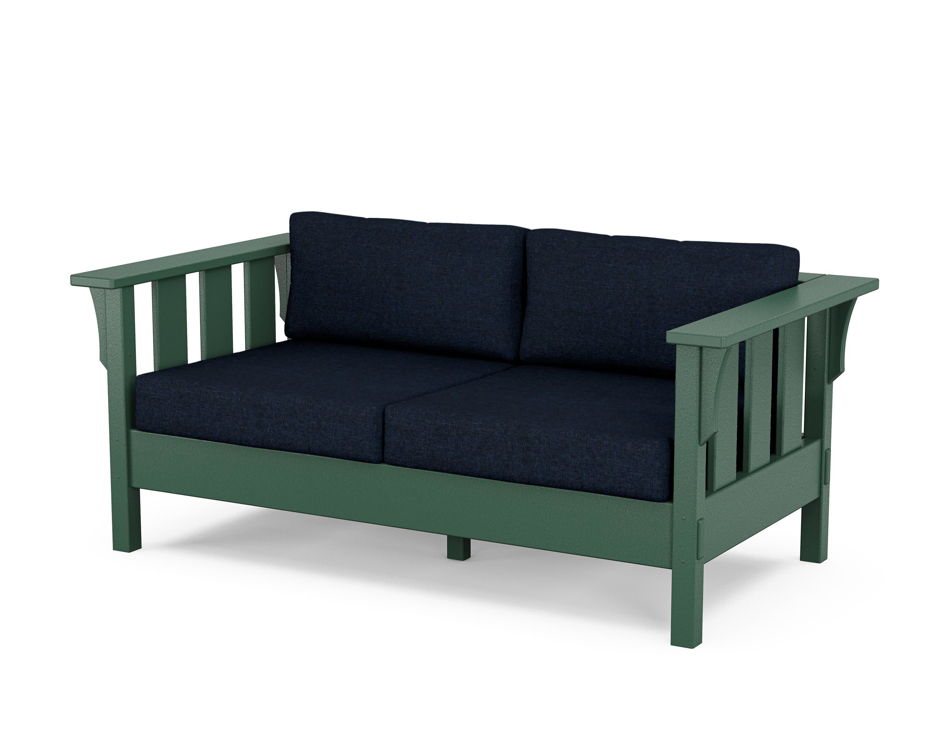 Acadia Deep Seating Loveseat in Green / Marine Indigo