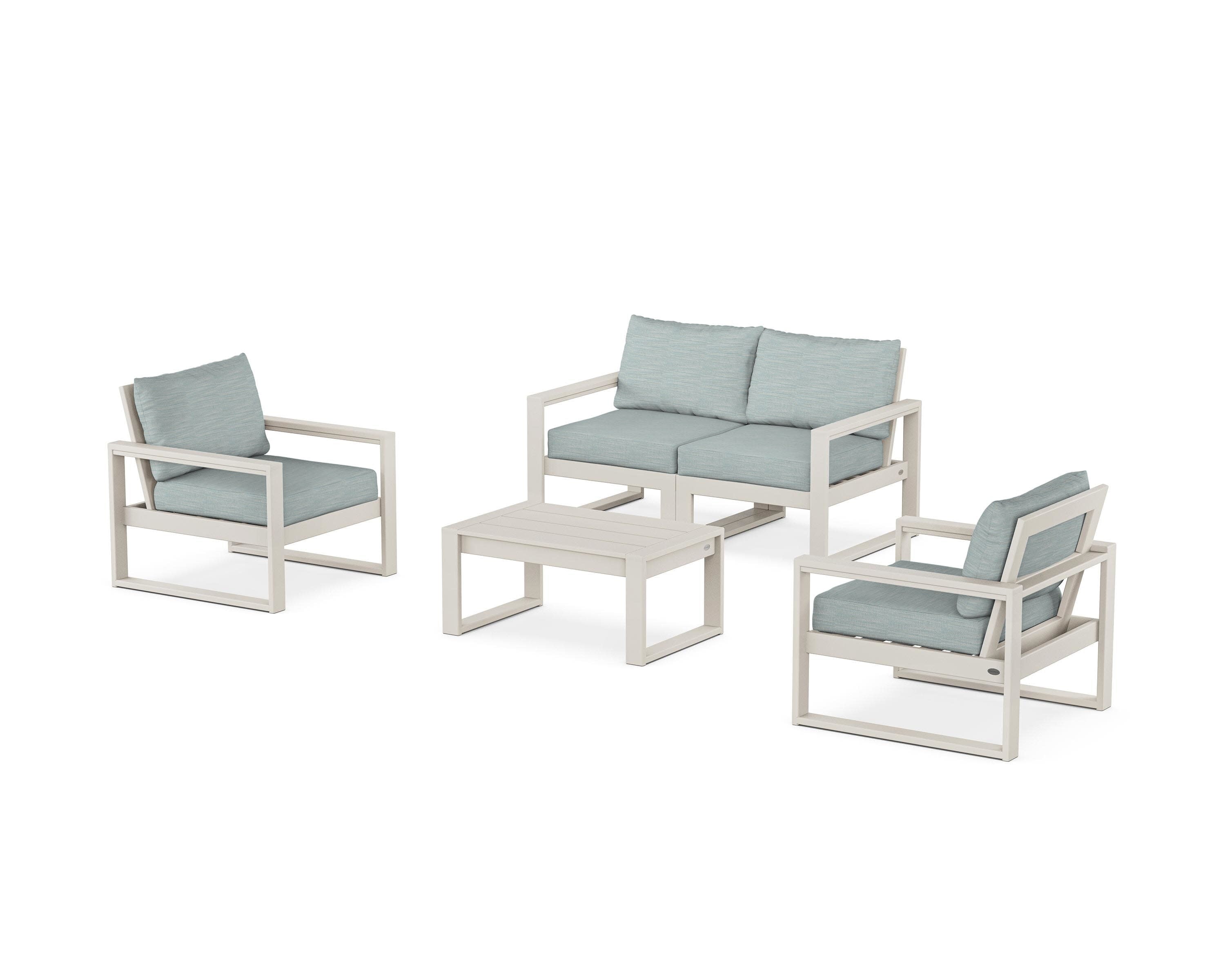 EDGE Sectional 4-Piece Deep Seating Set with Loveseat in Sand / Soothe Mist