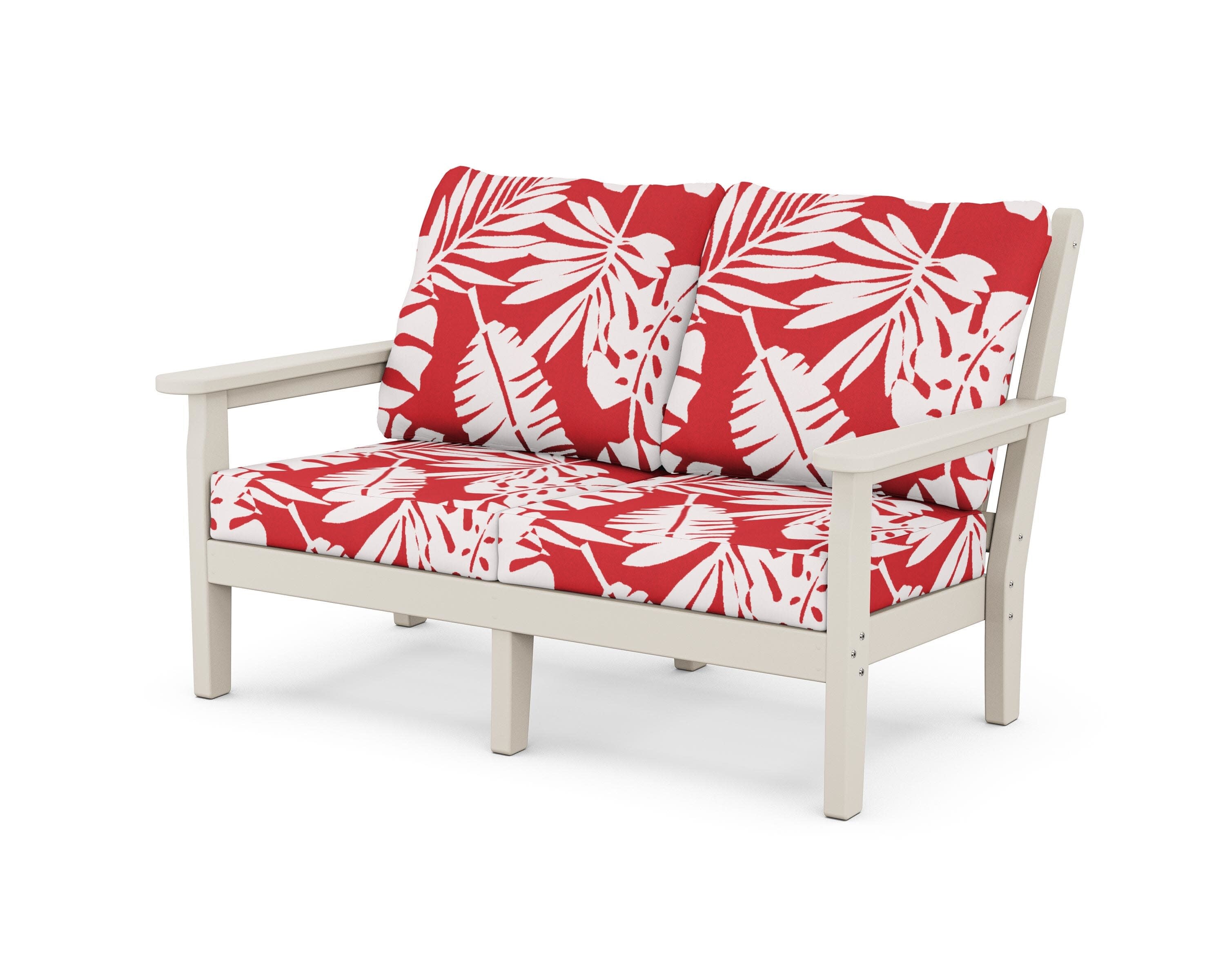 Chippendale Deep Seating Loveseat in Sand / Leaf Crimson