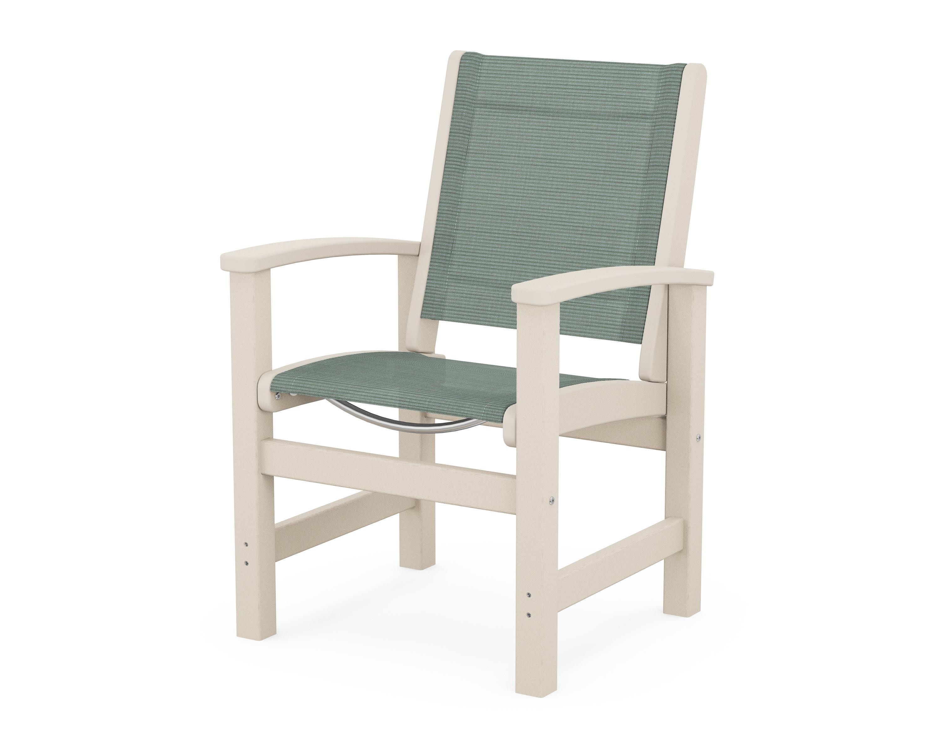 Coastal Dining Chair in Sand / Dupioni Sea Mist Sling
