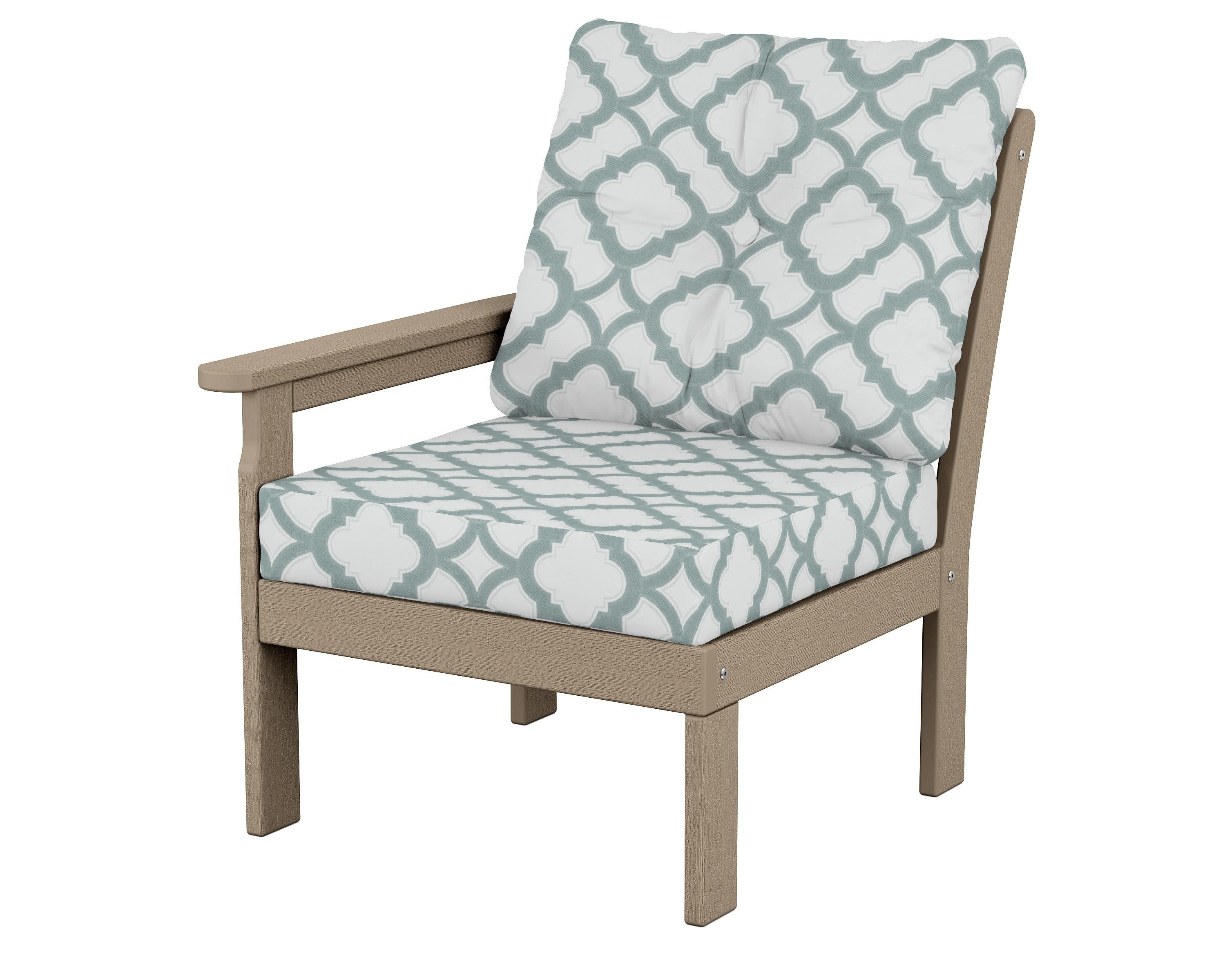 Vineyard Modular Left Arm Chair in Vintage Sahara / Trellis Glacier Spa