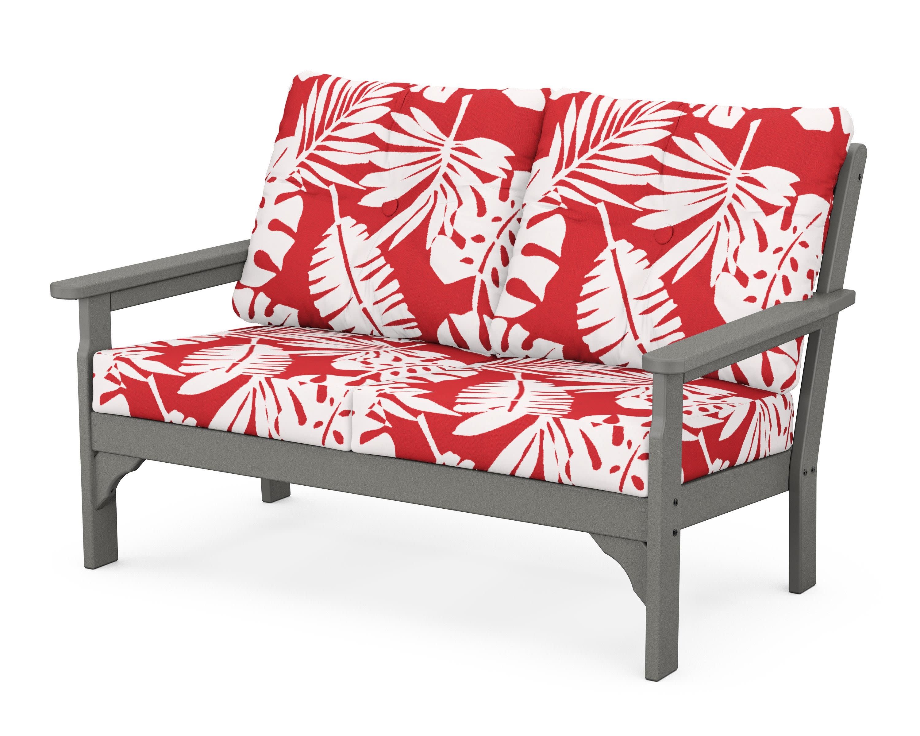 Vineyard Deep Seating Loveseat in Slate Grey / Leaf Crimson