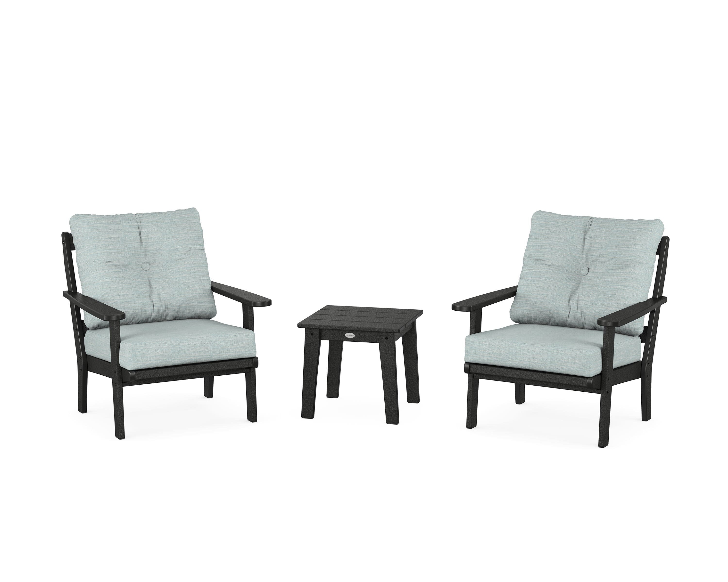 Mission 3-Piece Deep Seating Set in Black / Soothe Mist