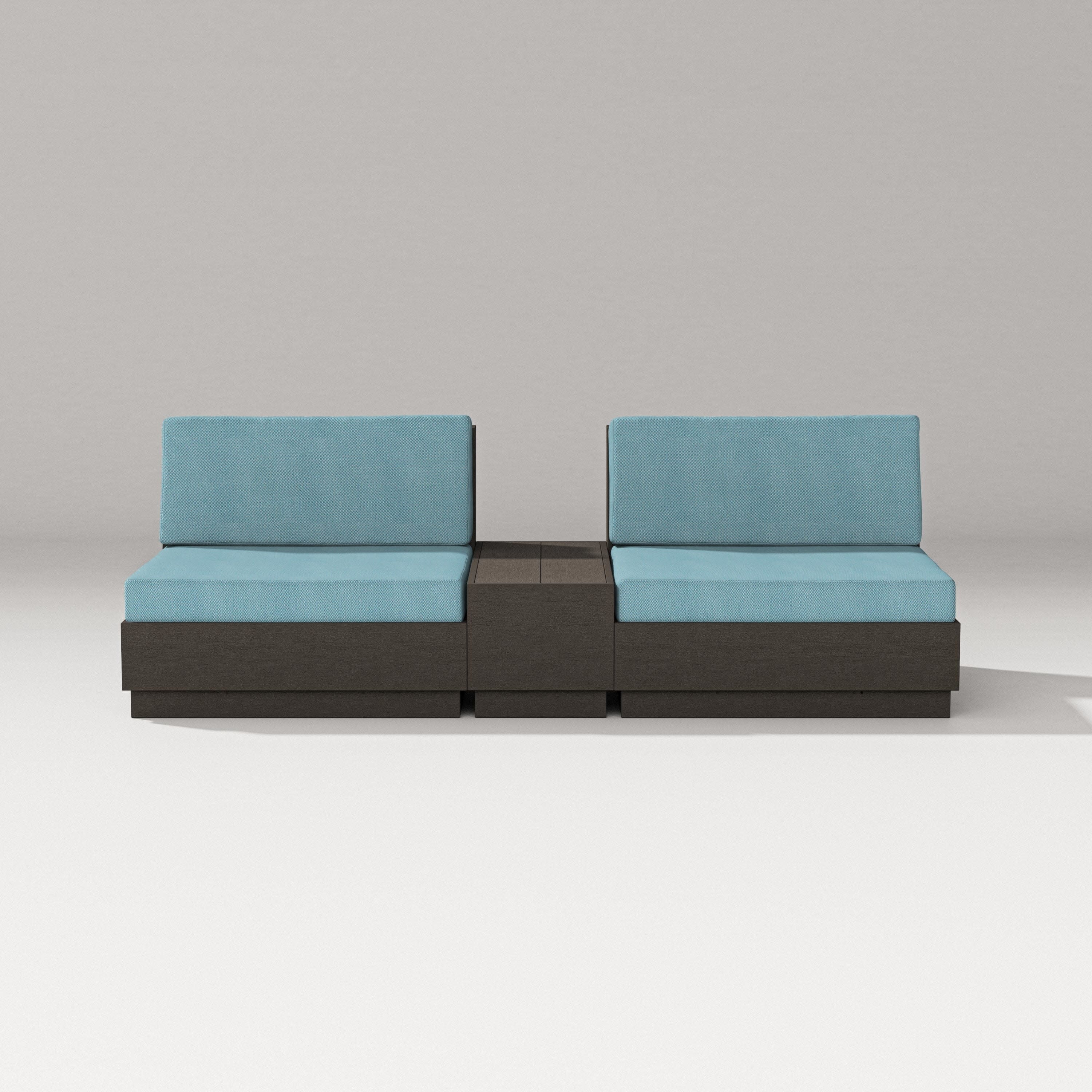 Elevate Lounge Chair Set in Vintage Coffee / Lattice Sky Blue