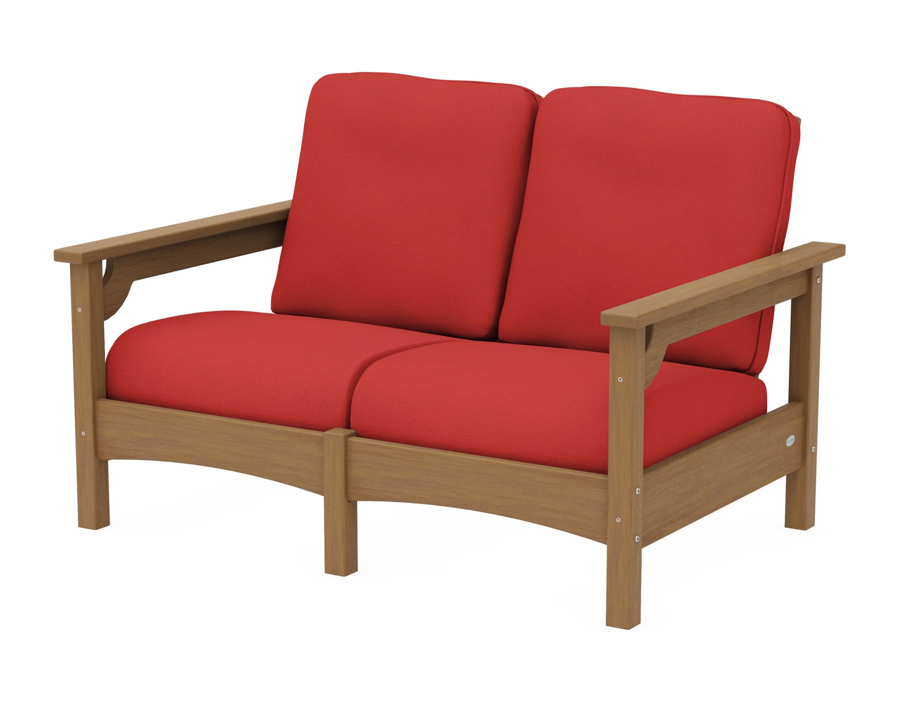 Club Loveseat in Natural / Crimson Linen