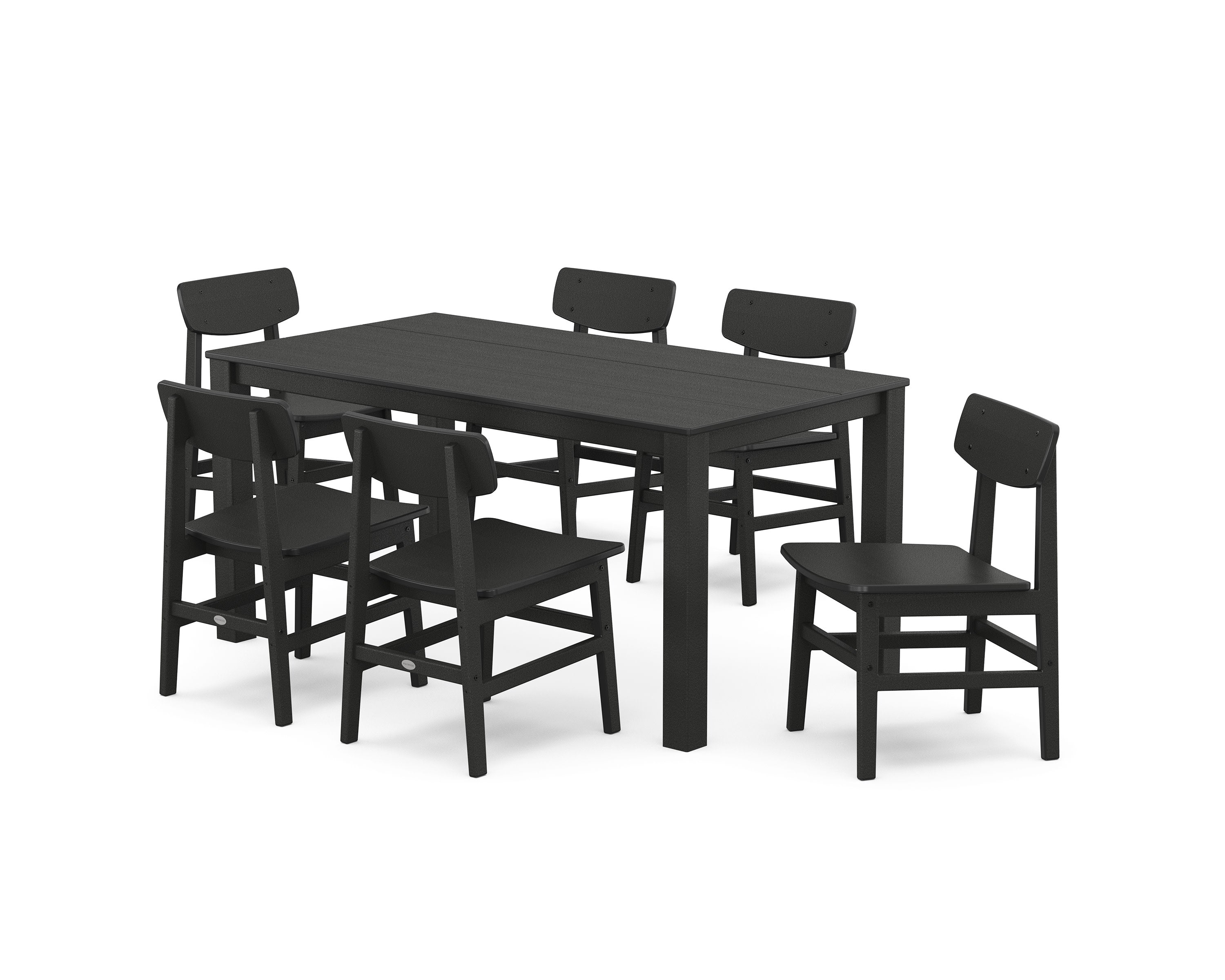 Modern Studio Urban Chair 7-Piece Parsons Table Dining Set in Black