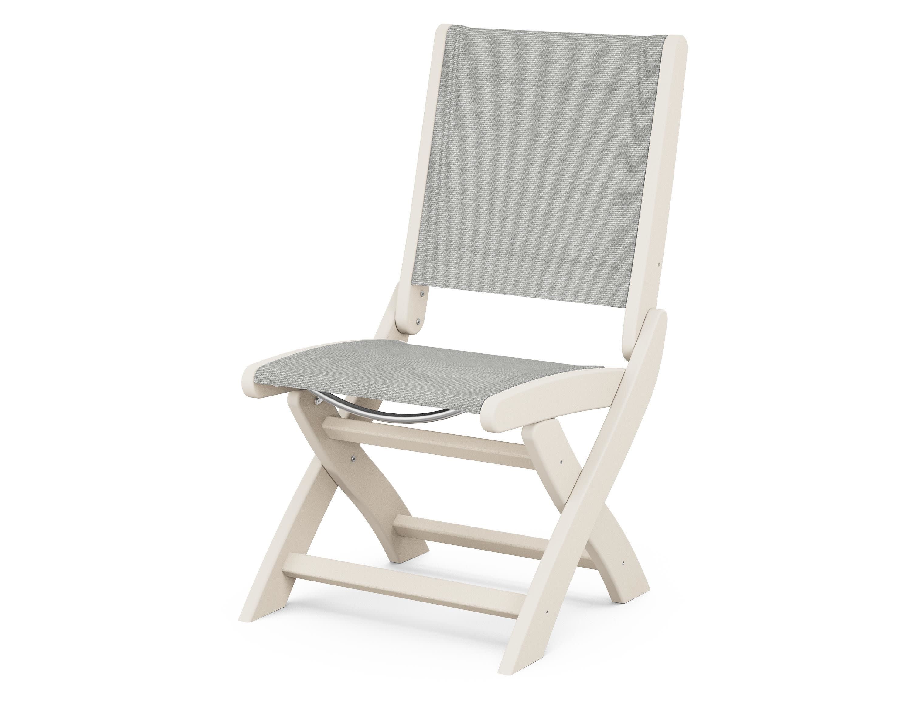 Coastal Folding Side Chair in Sand / Metallic Sling
