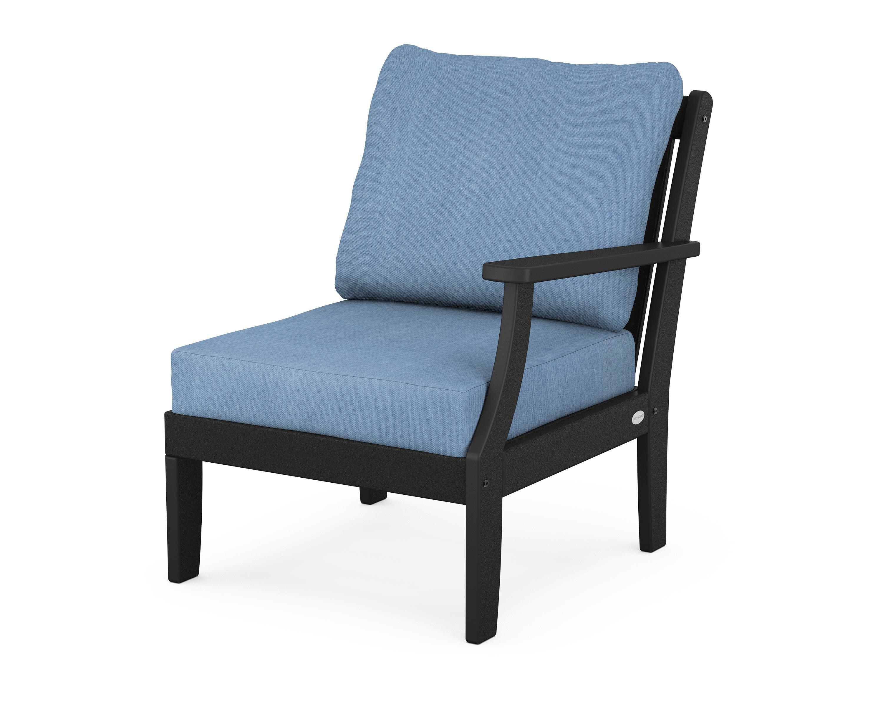 Braxton Modular Right Arm Chair in Black / Sky Blue