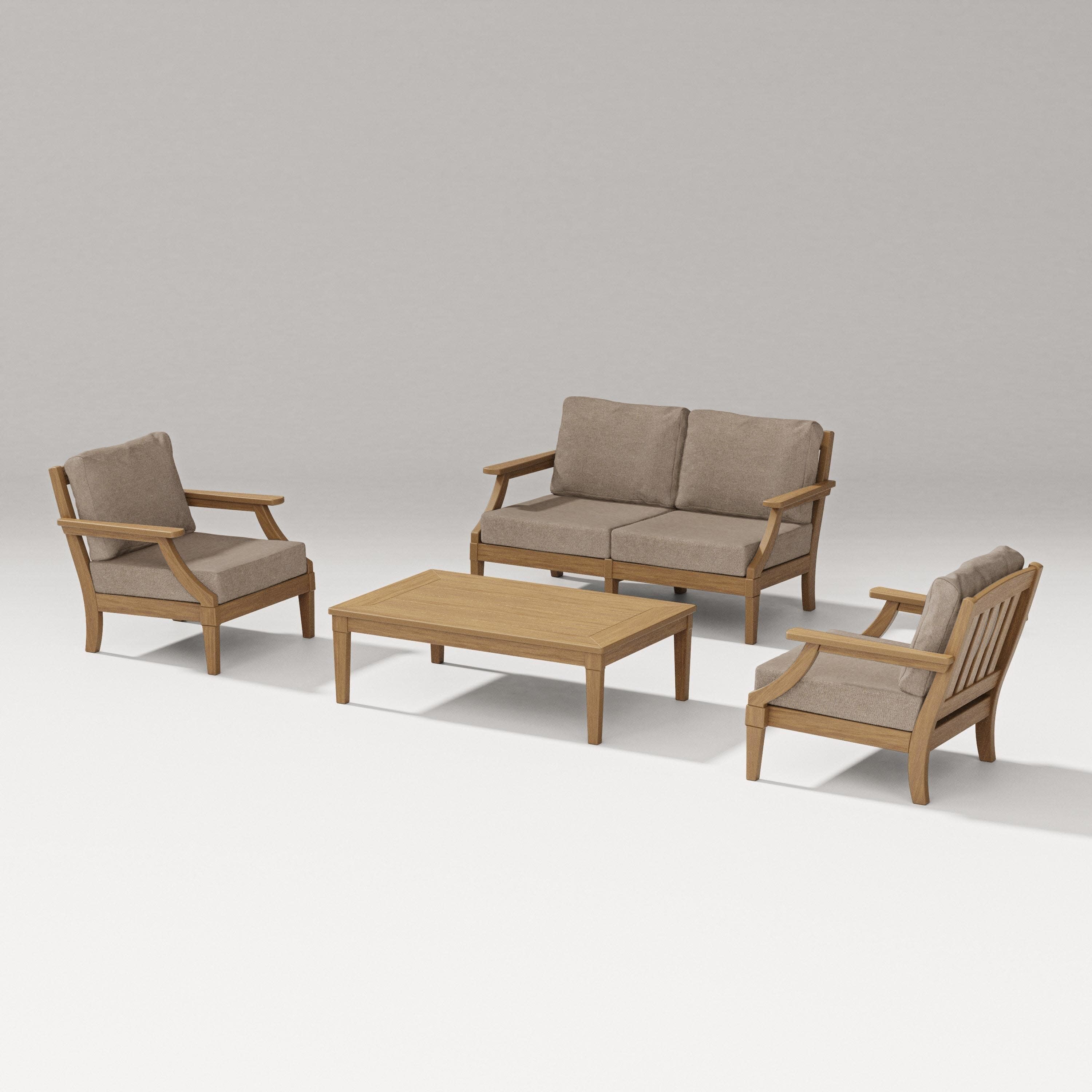 Estate Lounge 4-Piece Loveseat Set in Natural / Spiced Burlap